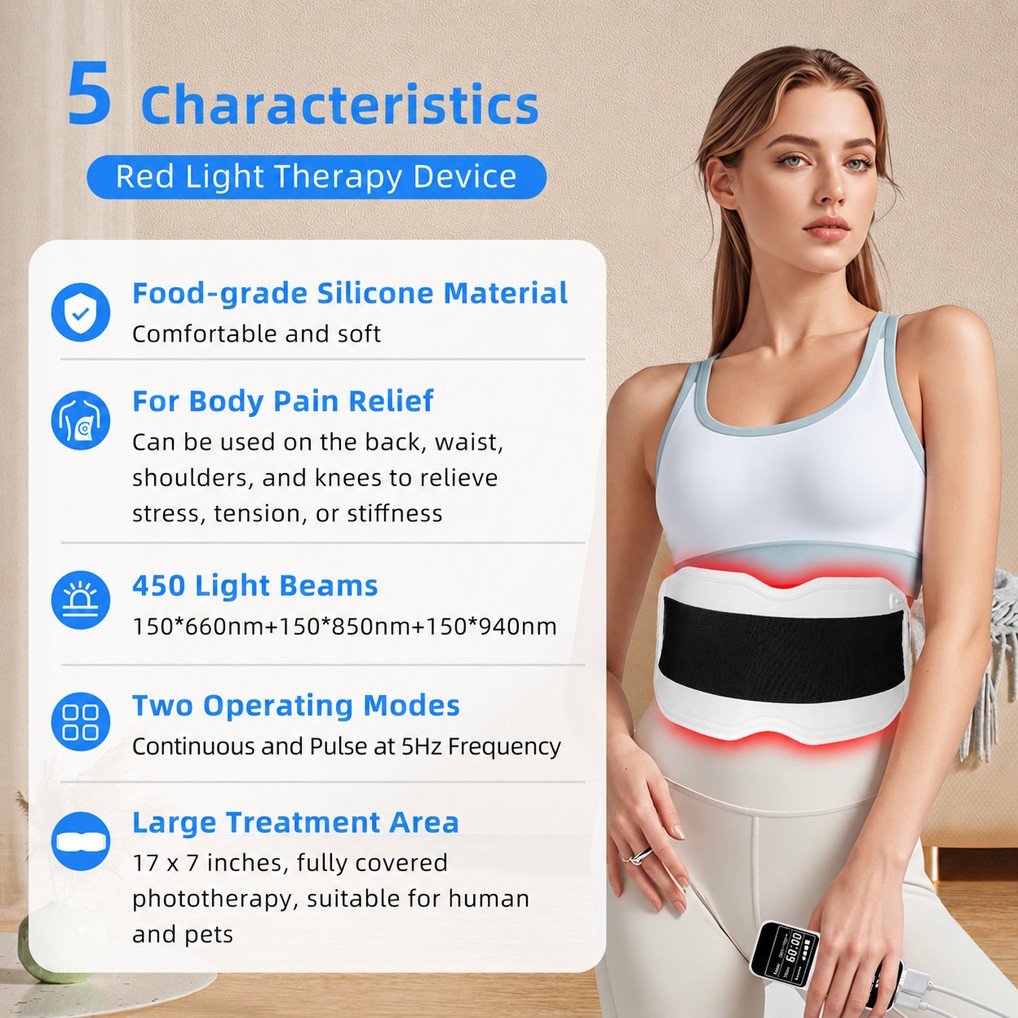 660nm 850nm 940nm Infrared Heating Pad Red Light Therapy Belt for Joints Pain