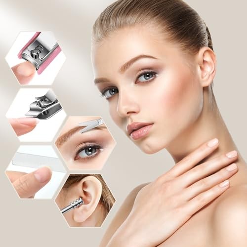 6-Piece Nail Clipper Set with Nail File, Tweezers and Ingrown Grandma Pink