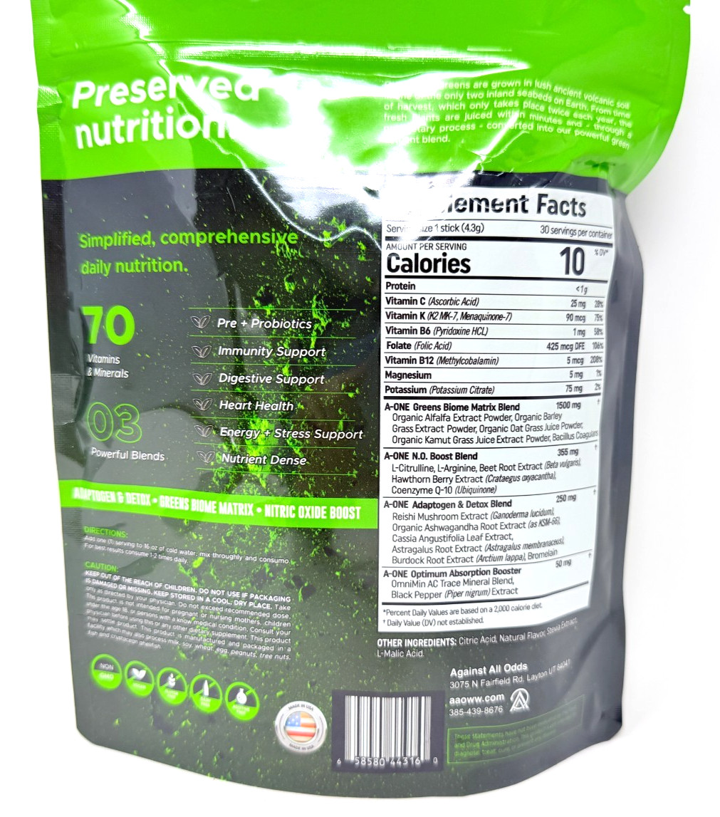 Volcanic Soil BOOSTED Activ Greens A-ONE 30 Stick Packs EXP: 11/2028