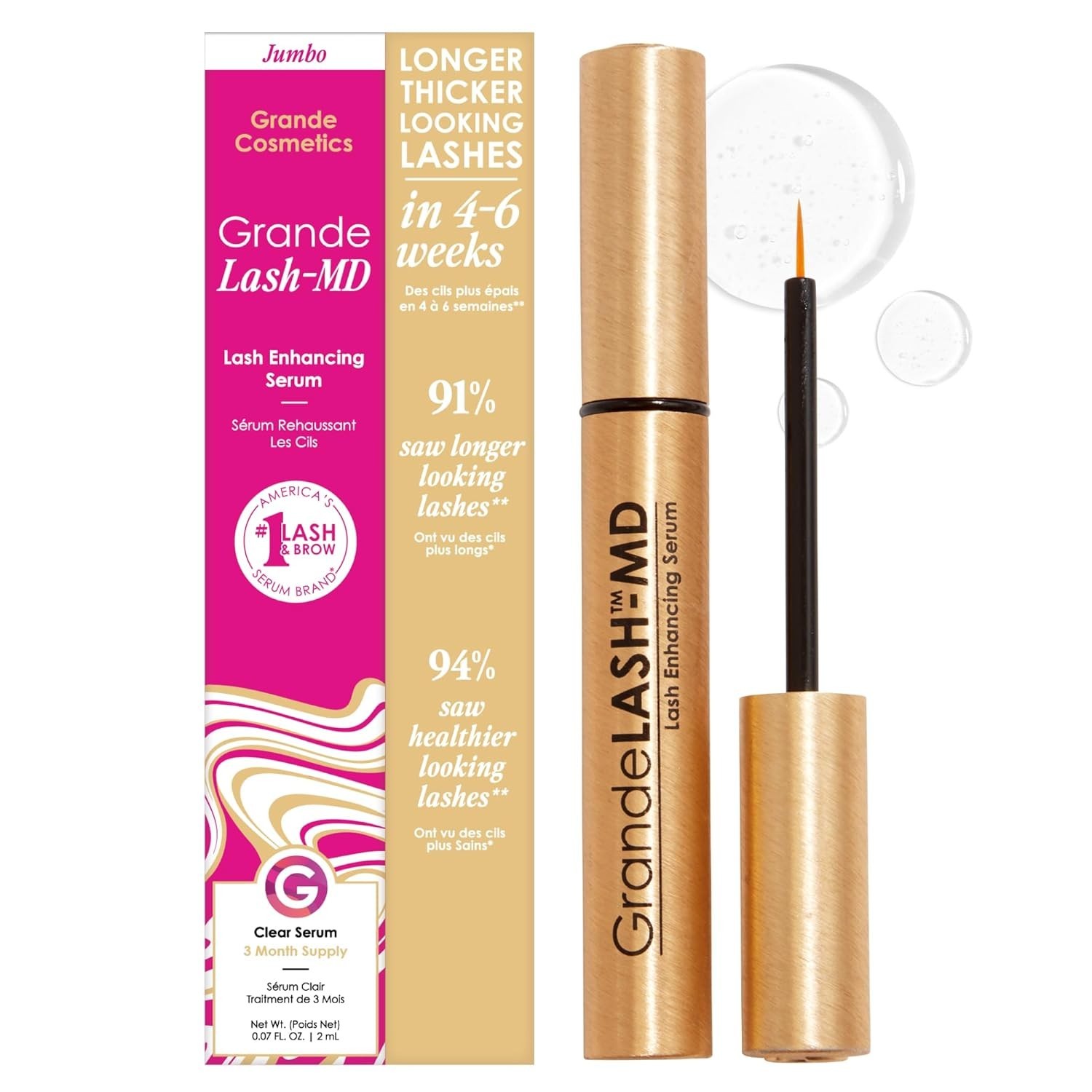Grande Cosmetics GrandeLASH-MD Lash Enhancing Serum – Peptide & Vitamin
