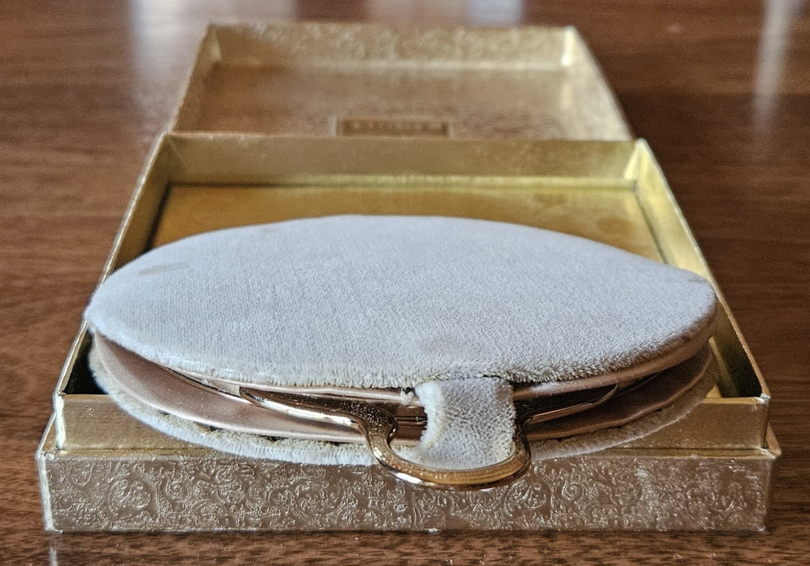 Vintage Ultima II Revlon Enamel Handmirror w/Velvet Sack and Gold Box SEE NOTE