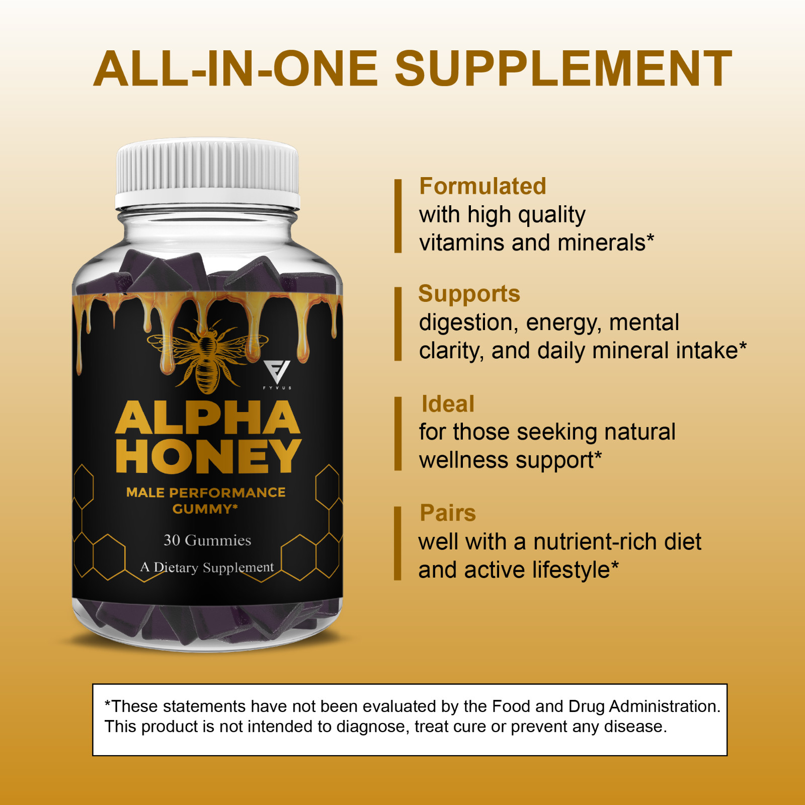 (2 Pack) Alpha Honey Performance Gummies, AlphaHoney Supplement (60 Gummies)