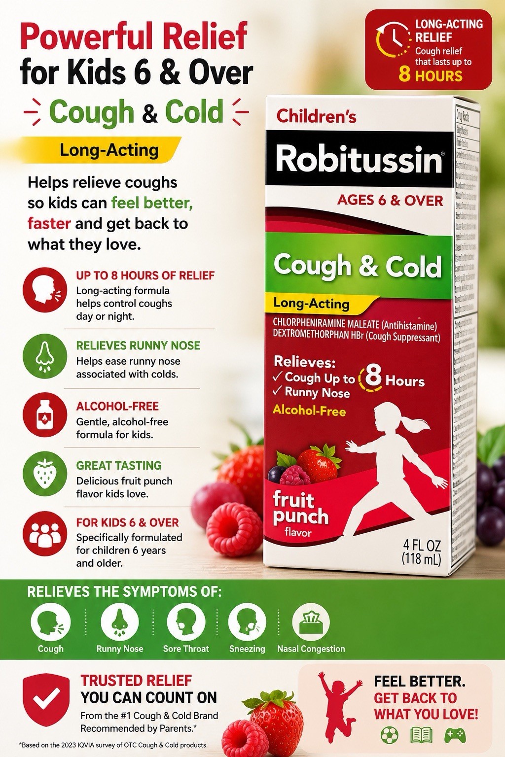 Robitussin Children’s Cough & Cold Long-Acting Liquid Fruit Punch 4 OZ