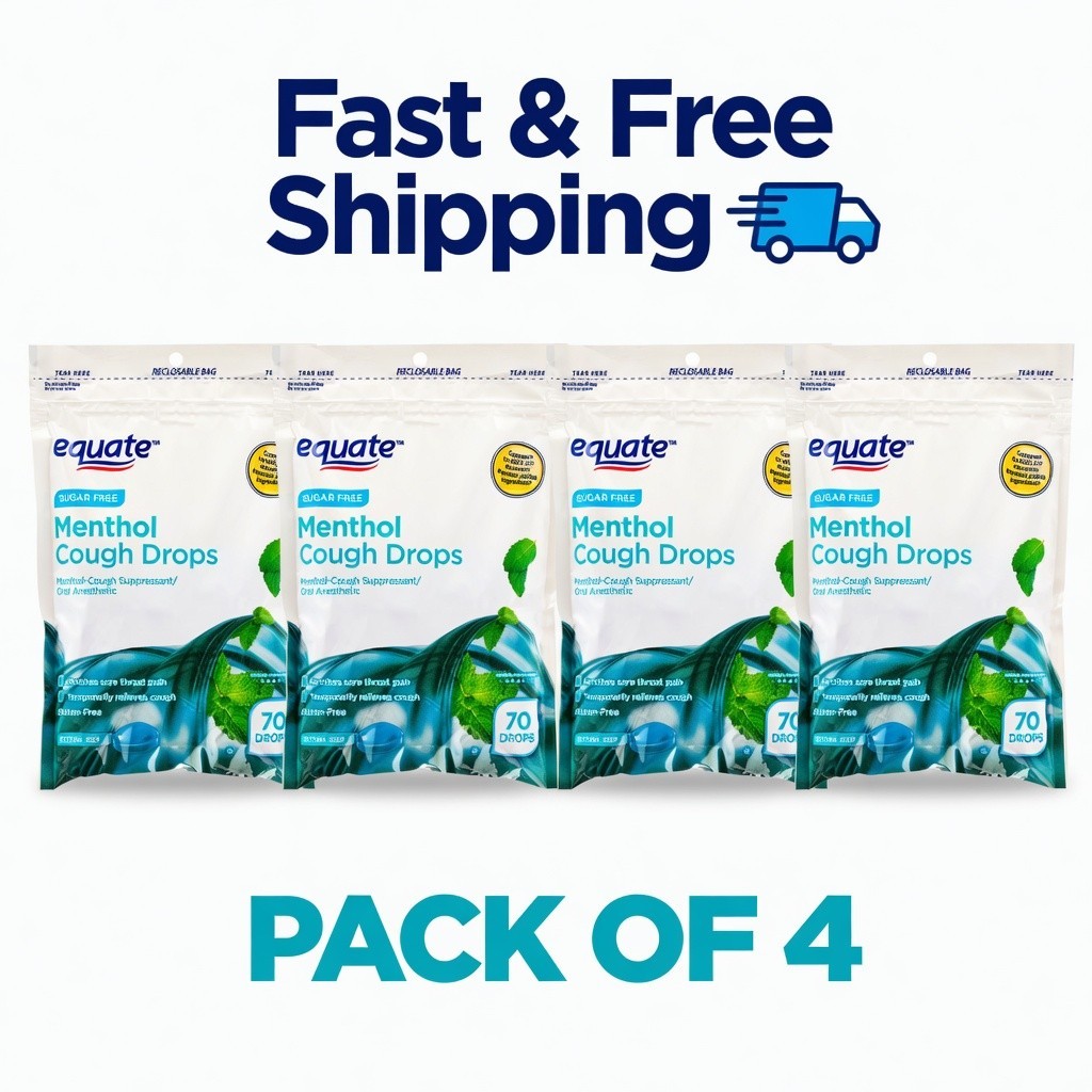 Equate Sugar-Free Menthol Cough Drops, 70 Count (4 Packs)