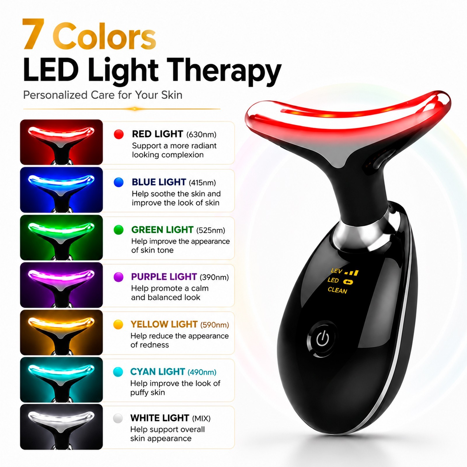 Neck Face Lifting Massager Skin Tighten Device LED Anti Wrinkle Double Chin US