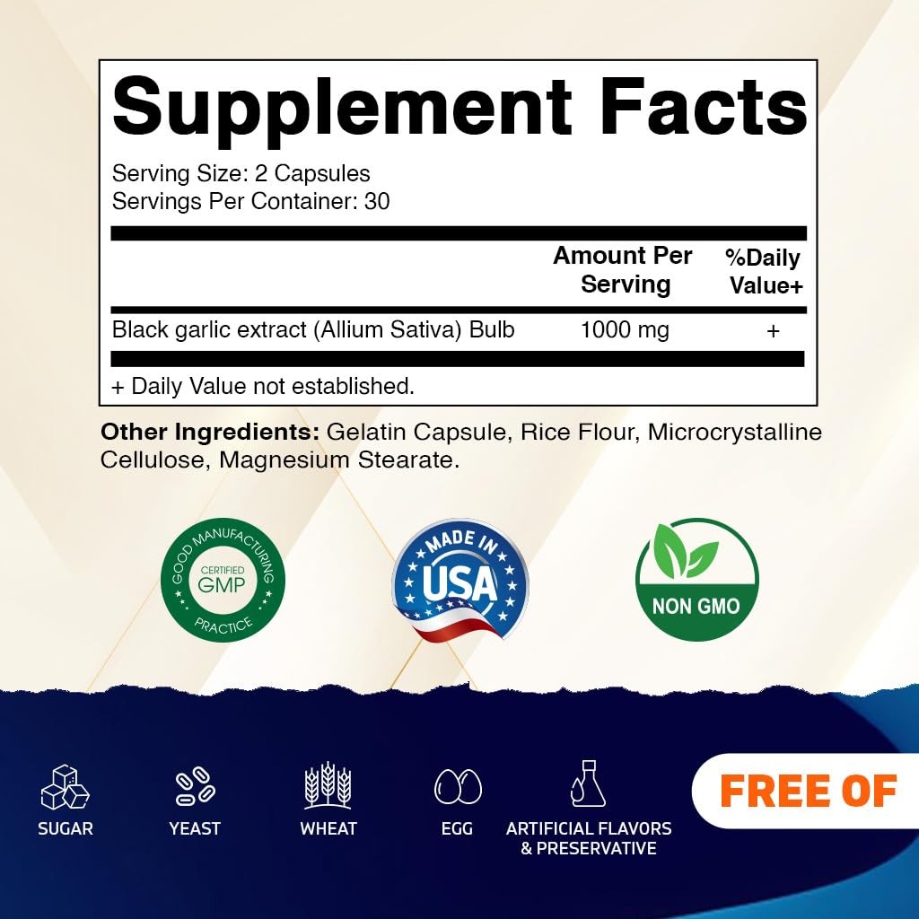 Vitamatic 3 Pack Fermented Black Garlic Extract 1000 mg 60 Count (Pack of 3)