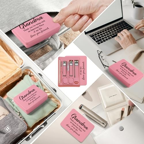 6-Piece Nail Clipper Set with Nail File, Tweezers and Ingrown Grandma Pink