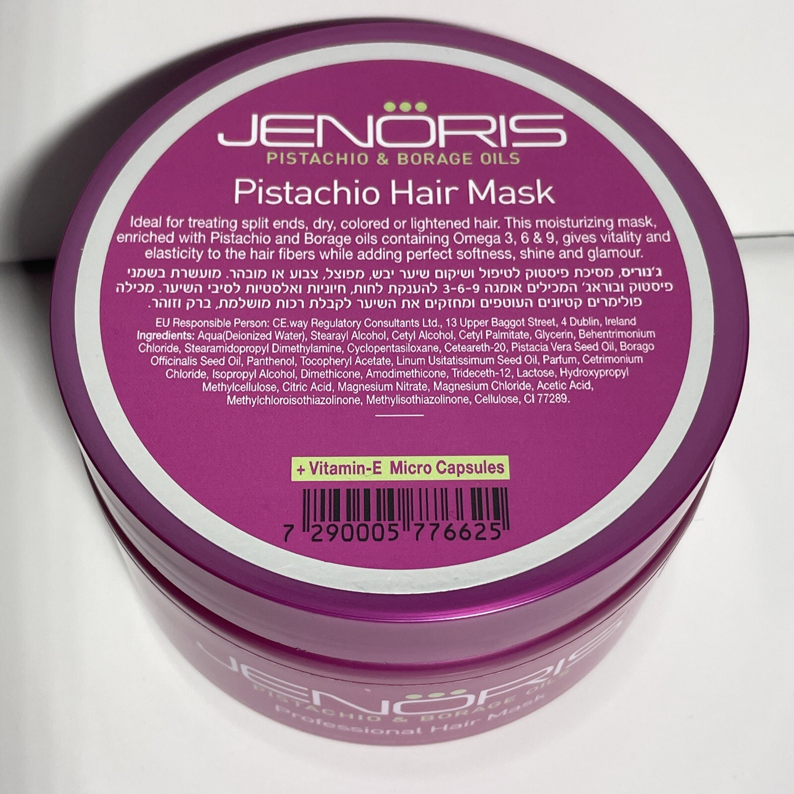 Jenoris Pistachio Hair Mask For Dry Or Treated Hair 250ml 8.45oz Made in Israel