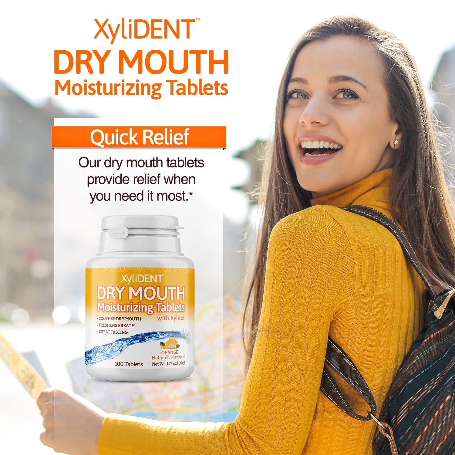 Xylident Xylitol Tablets for Dry Mouth Relief – Stimulates Saliva, Freshens Brea