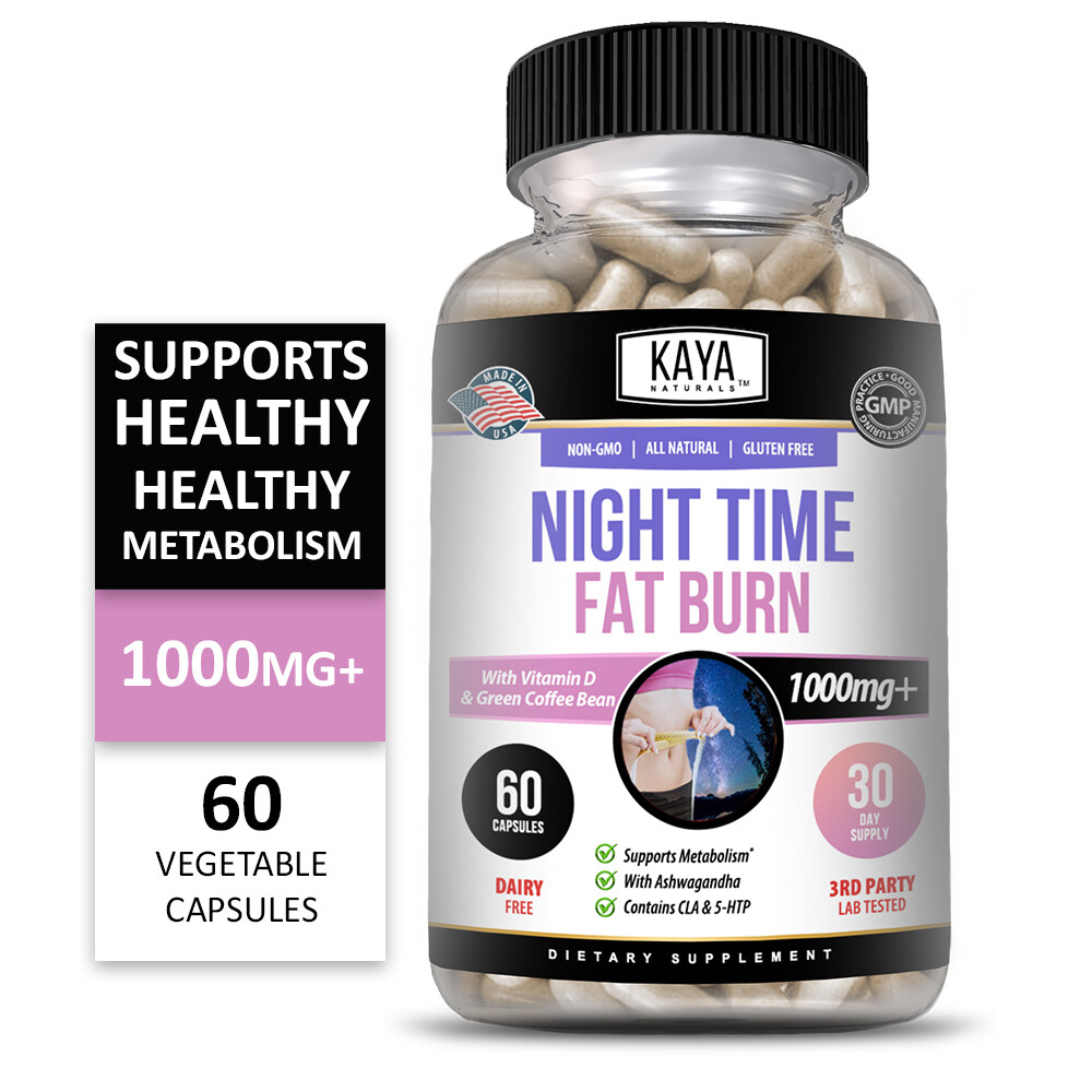 Night Time Fat Burn Supplement 60ct, Metabolism Support, Healthy Weight Loss