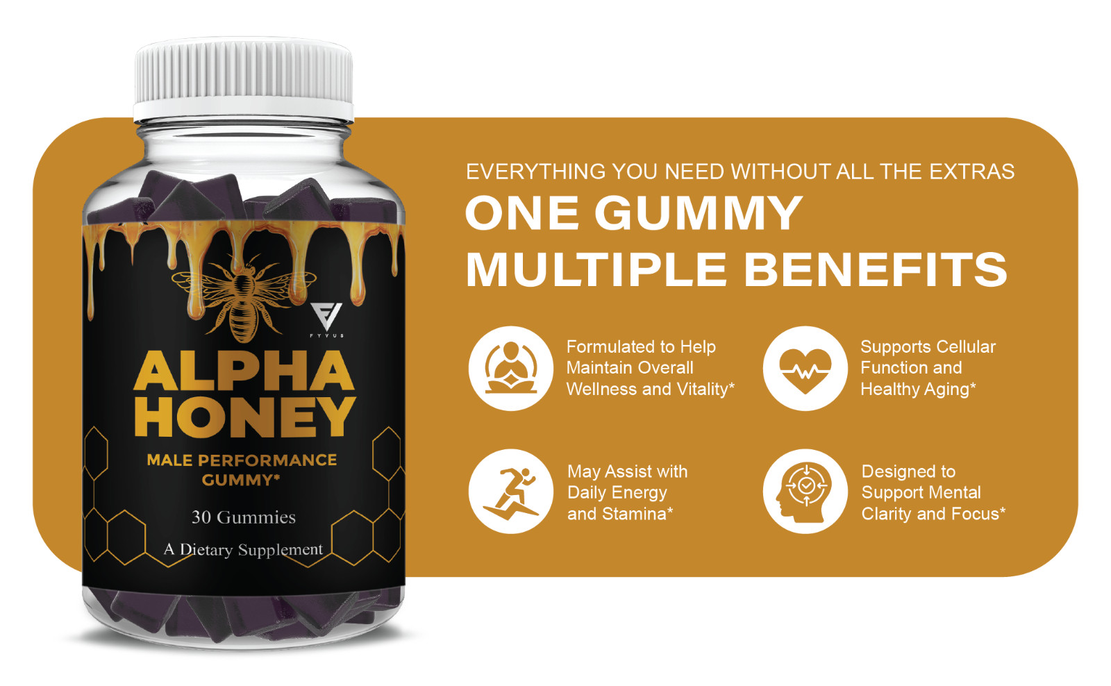 (2 Pack) Alpha Honey Performance Gummies, AlphaHoney Supplement (60 Gummies)
