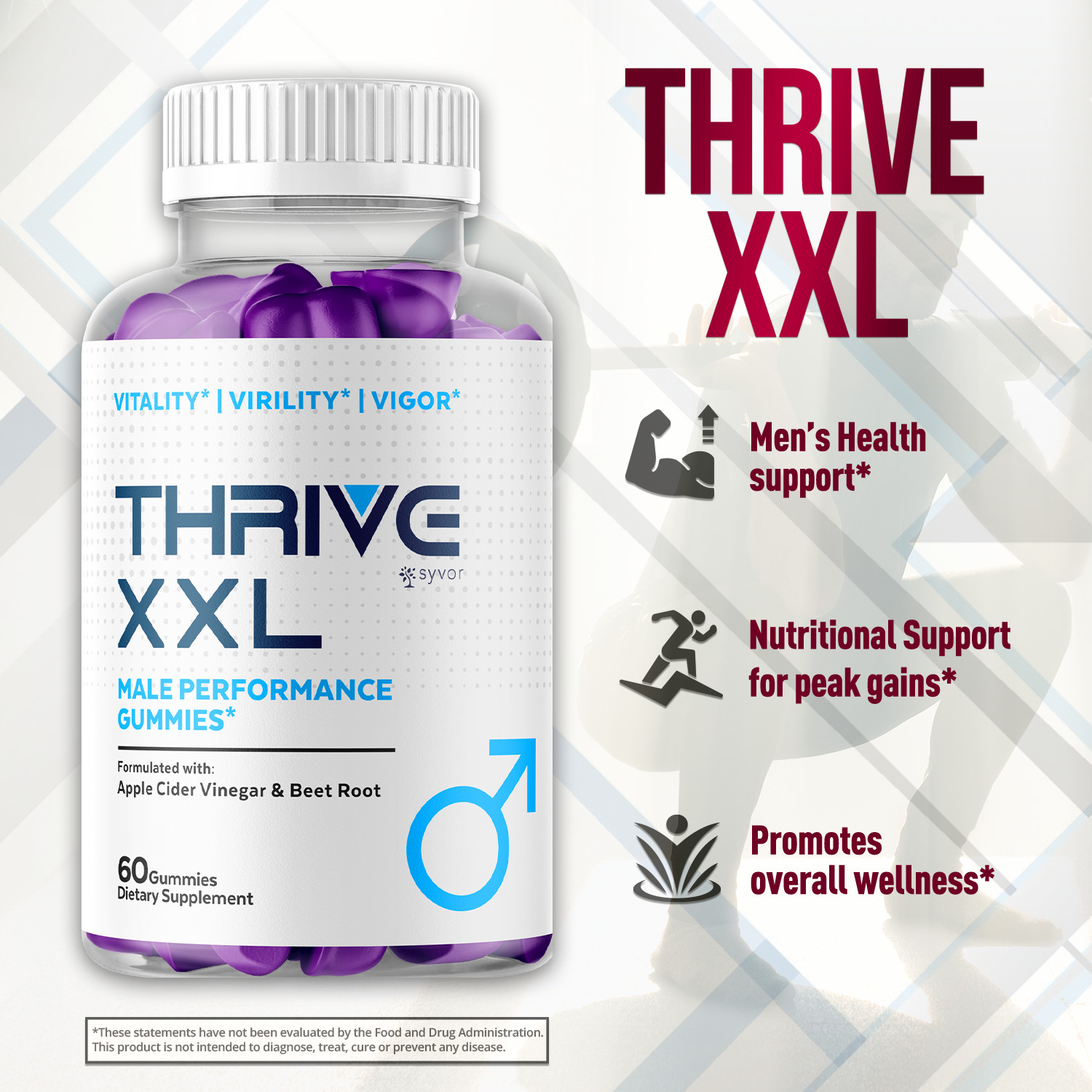 (2 Pack) Thrive XXL Male Gummys Advanced Formula ThriveXXL Vitamin 120 Gummies