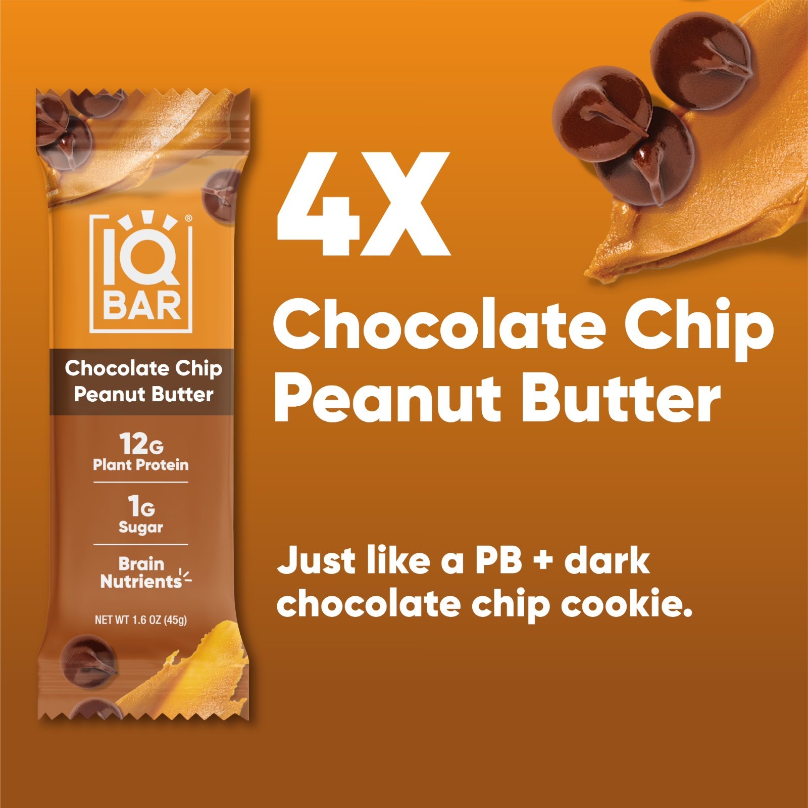 IQBAR Chocolate Chip Peanut Butter Protein 8 bars – Free Shipping