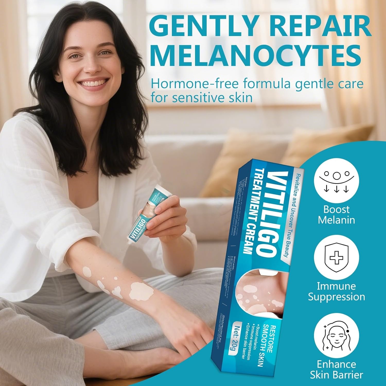 Natural Vitiligo Cream, Improves White Spots & Skin Pigmentation