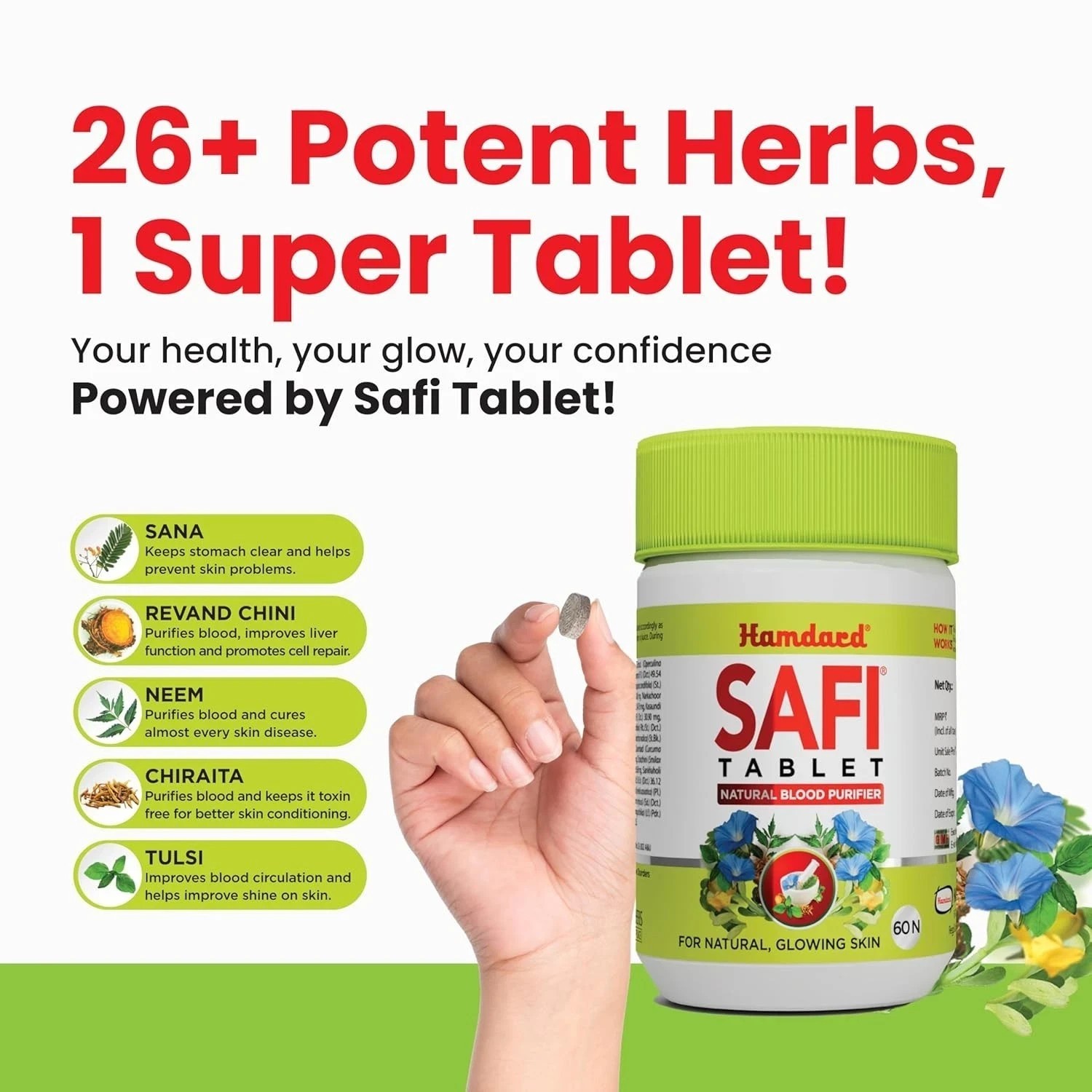 Hamdard Safi Tablet for Healthy & Glowing Anti-Bacterial & Detoxifier 60 Tablets