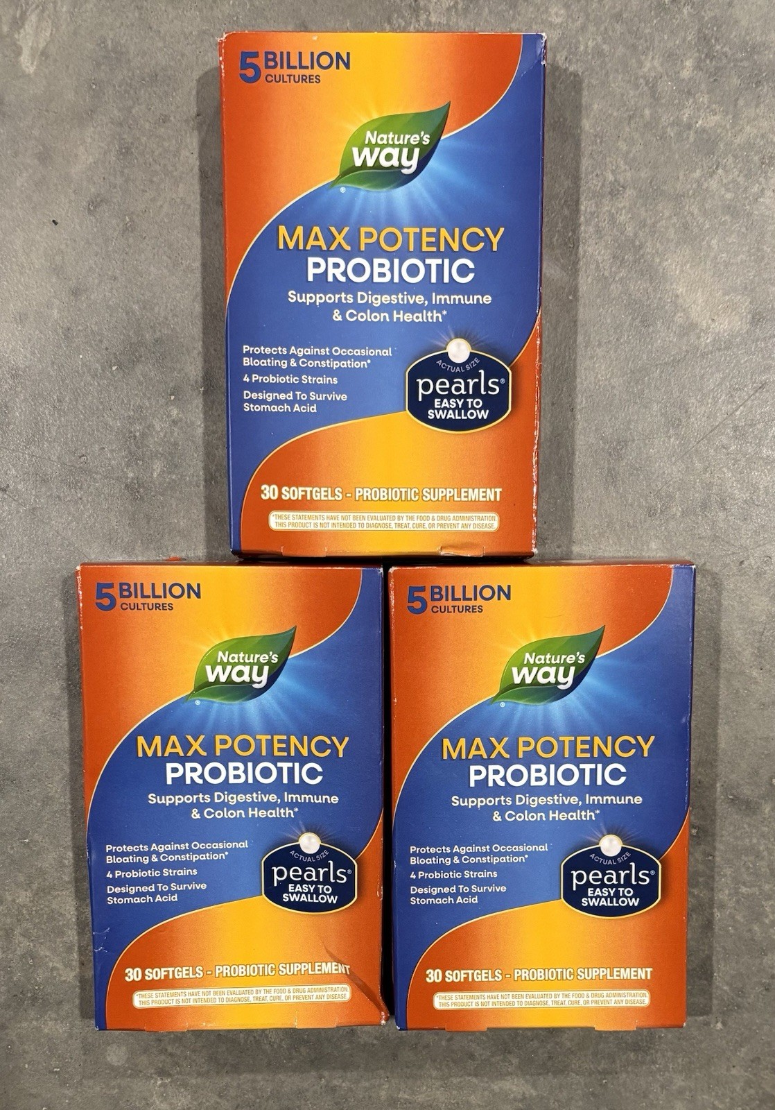 3x Nature’s Way Max Potency Probiotic 30EachSoftgels Pearls EsySwallow EXP 12/25