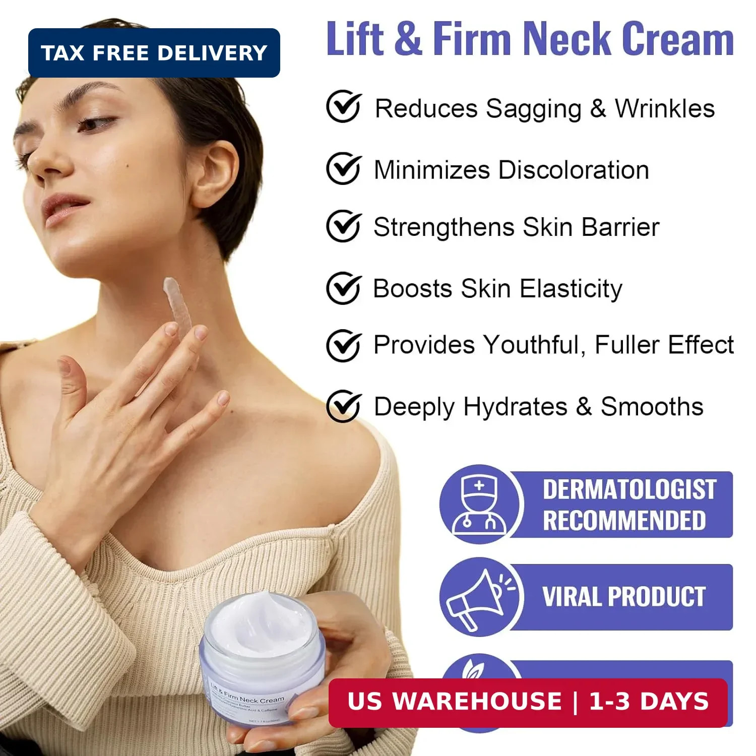 ZIXAOK Neck Creams for Tightening and Firming-Instant Face Lift Cream with Hyalu