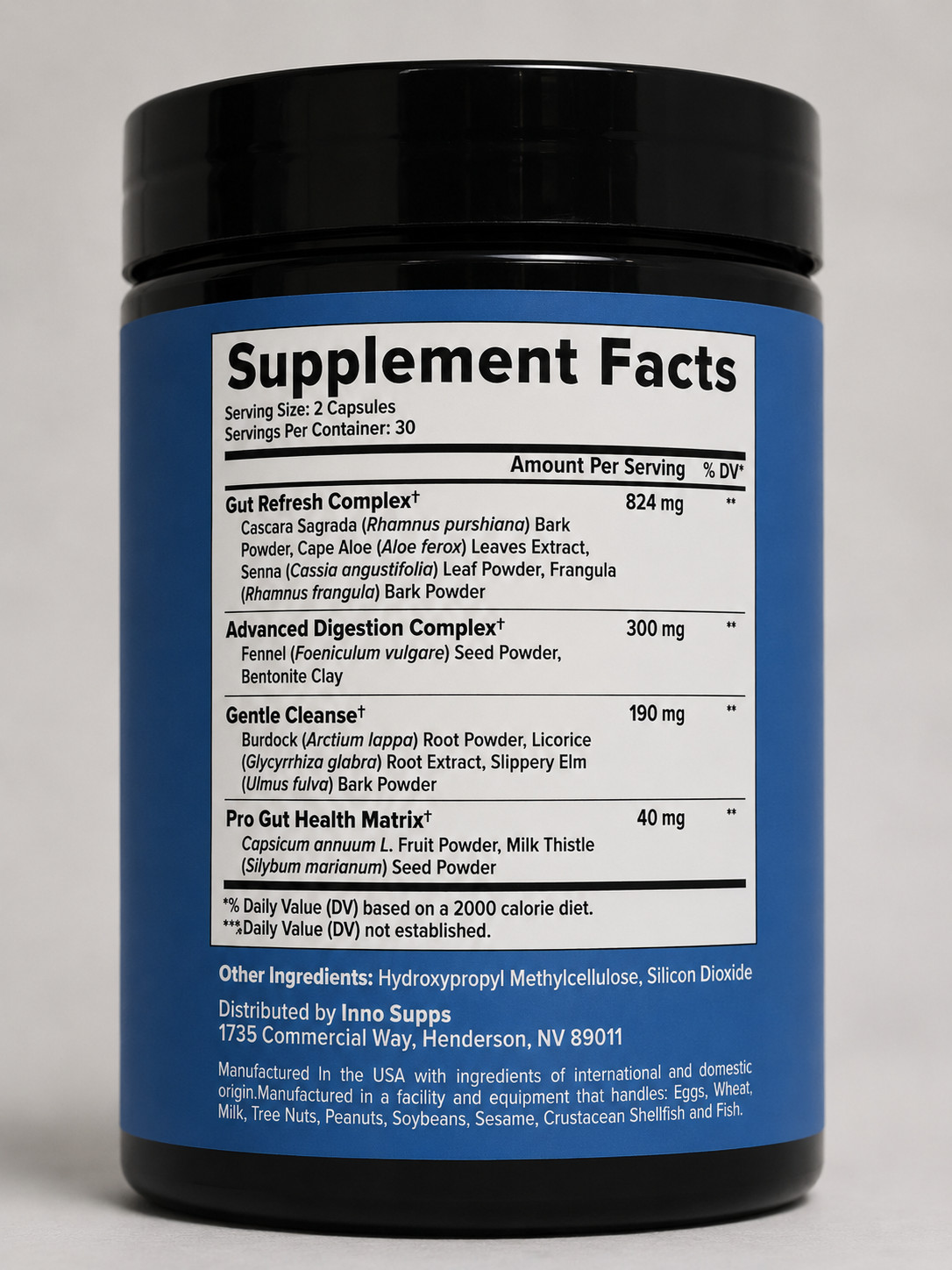 Inno Supps Inno Cleanse Digestive Support Dietary Supplement 60 Capsules