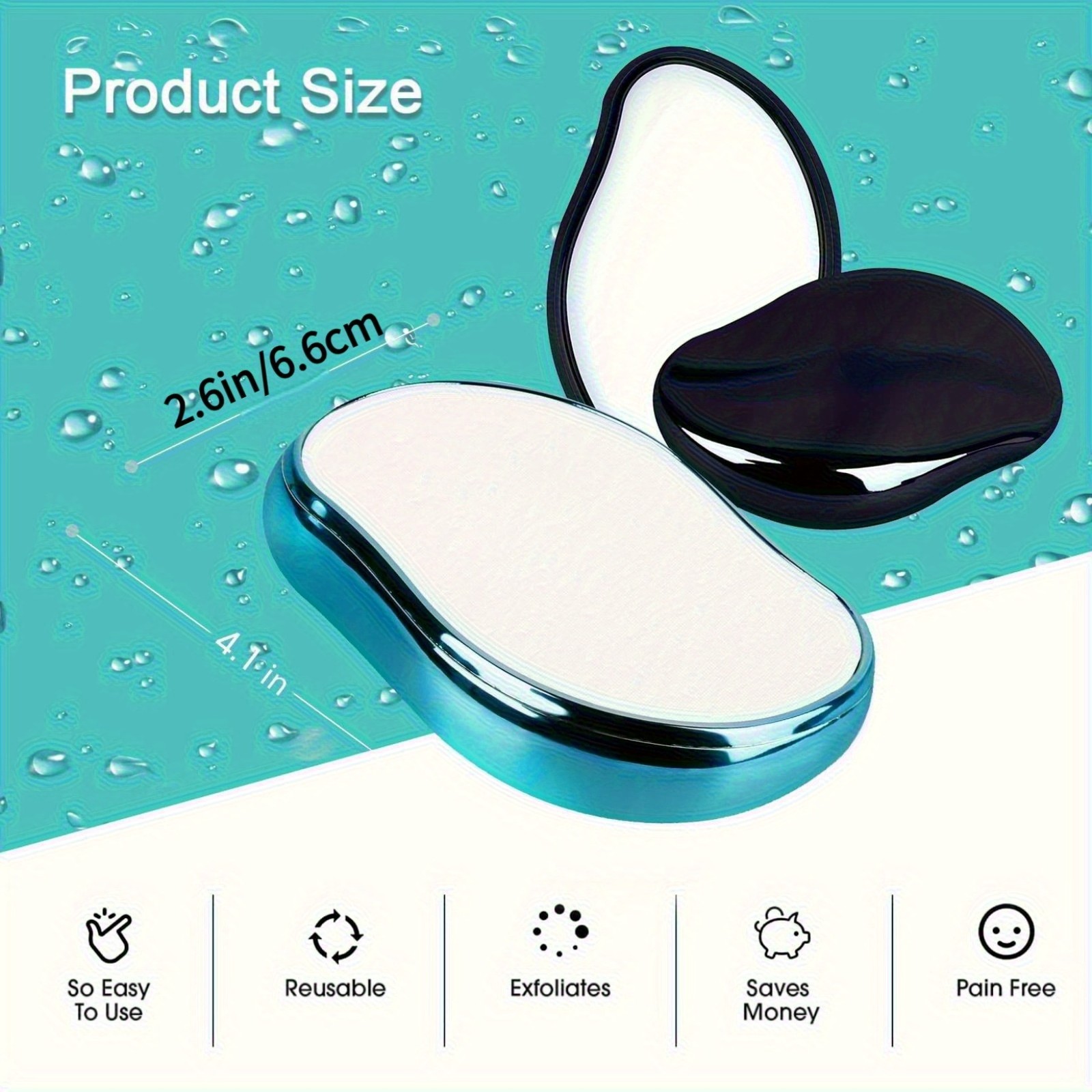 Reusable Unisex Compact Hair Removal Tool No Power Required Blue Black