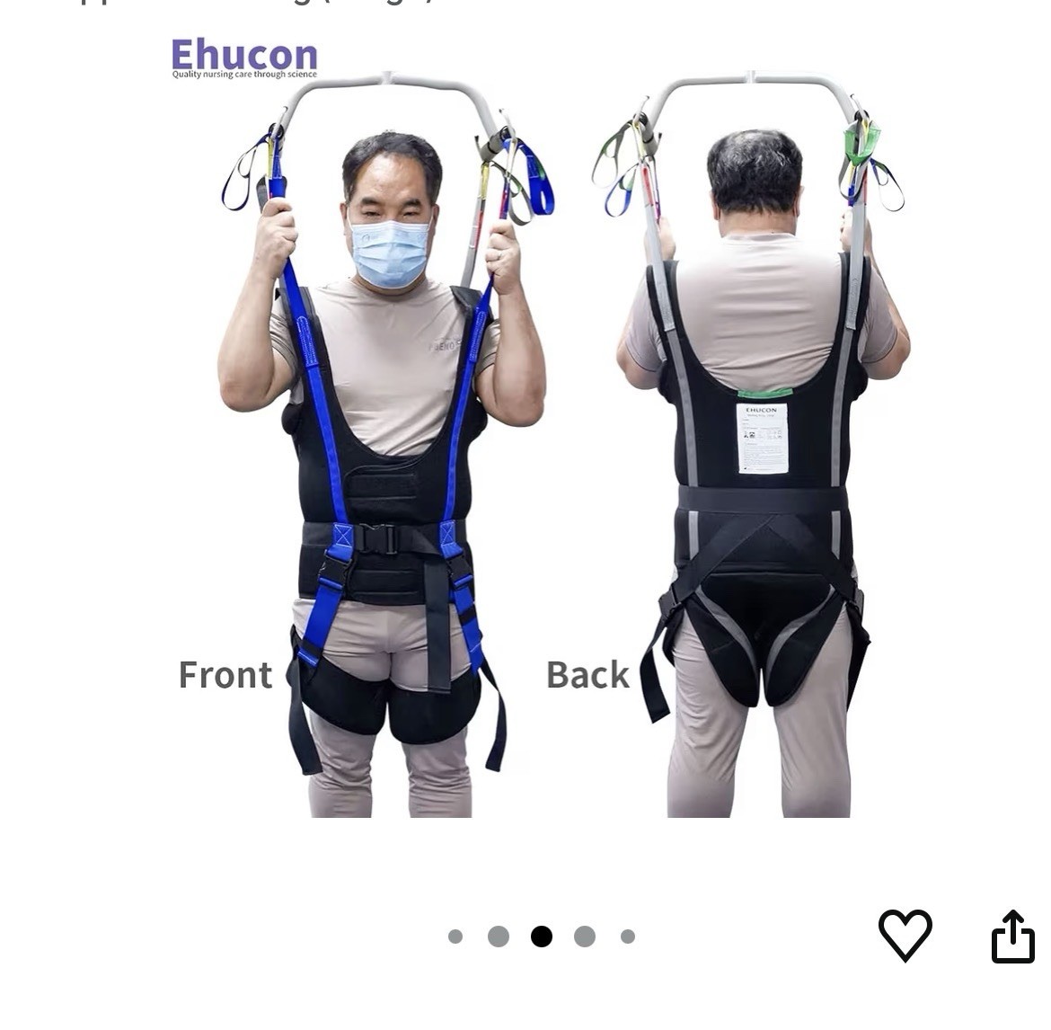 Full Body Lift Sling Hover Patient Walking Standing Aid Adjustable Waist Range