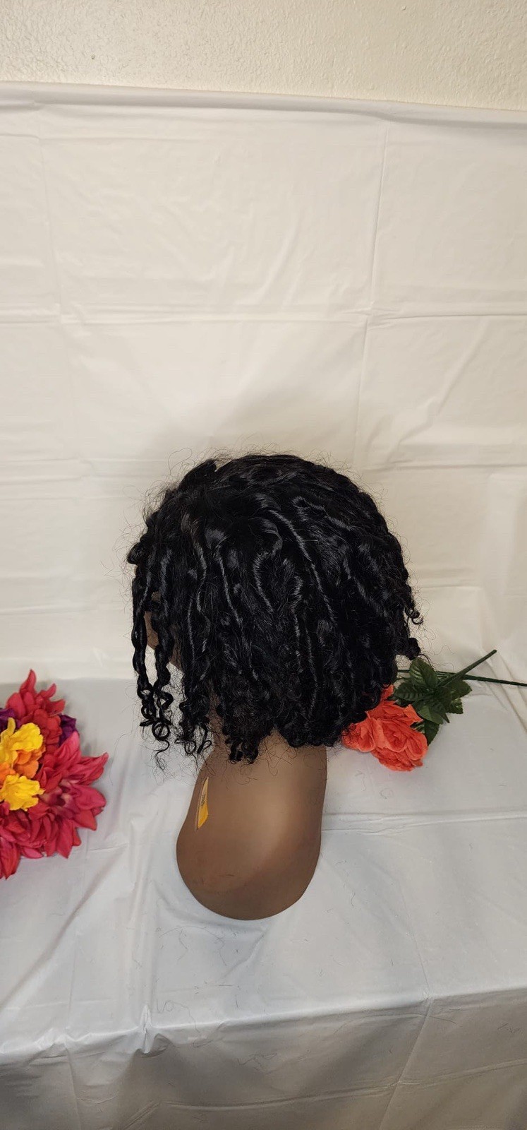 Black Curly Wig Short Curly Hairpiece for Adult Women Curly Hair Style