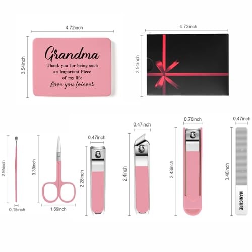 6-Piece Nail Clipper Set with Nail File, Tweezers and Ingrown Grandma Pink