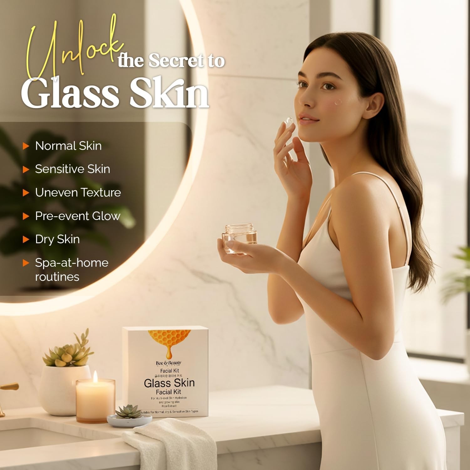 BEE & BEAUTY Facial Kit For Glass Glow Skin With Professional Spa Facial Pack