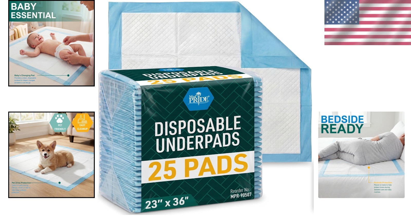 Comfortable Latex-Free Underpads 25 Pack – Ideal for Incontinence & Pets