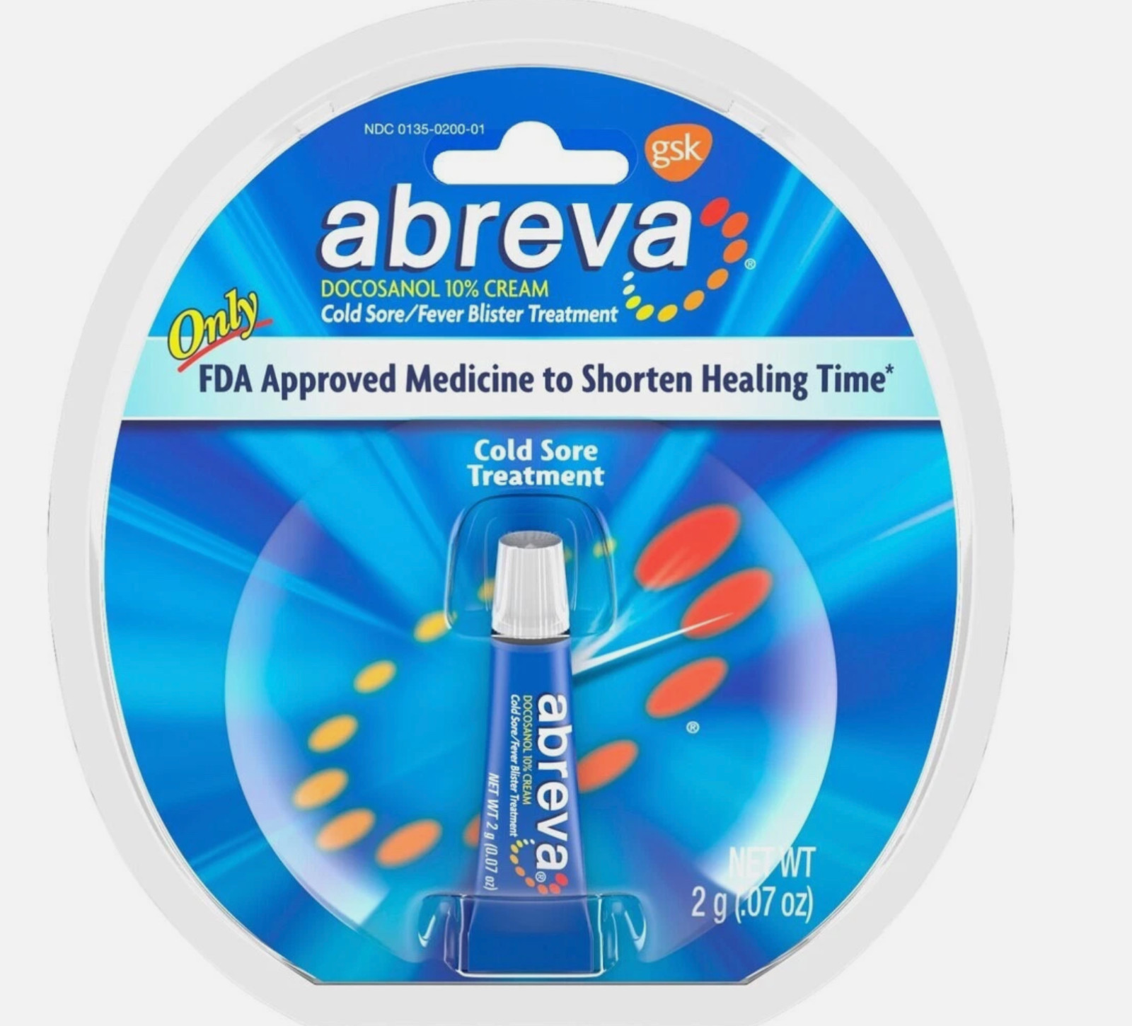 Abreva Cold Sore Fever Blister Treatment Sealed 2g / .07oz 10/2027