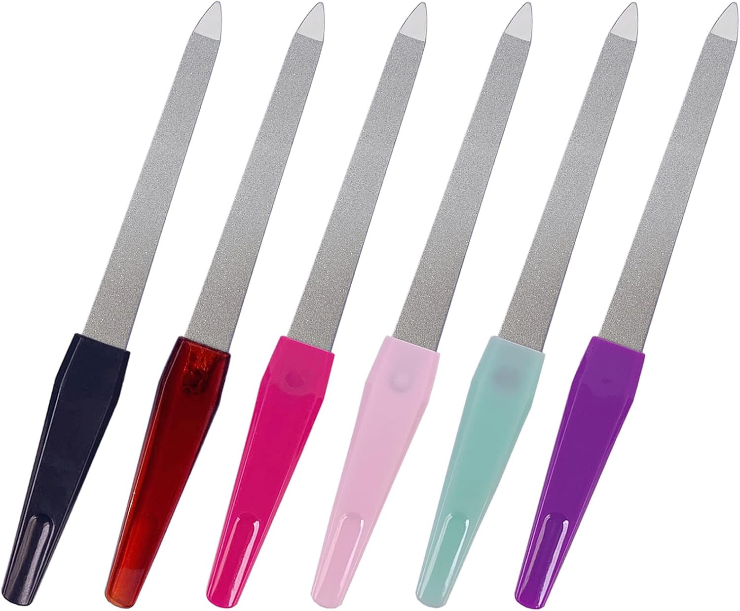Metal Nail File (6 Pcs), Nail Files for Natural Nails Made of Stainless Steel, S