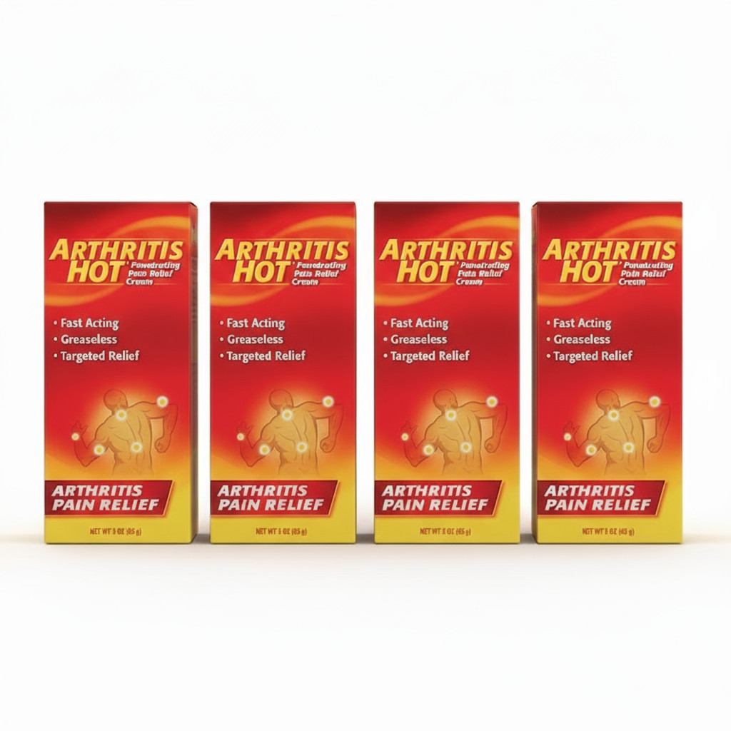 4 Pack Arthritis Hot Pain Relief Cream Deep Penetrating Fast Acting 3 Oz Each