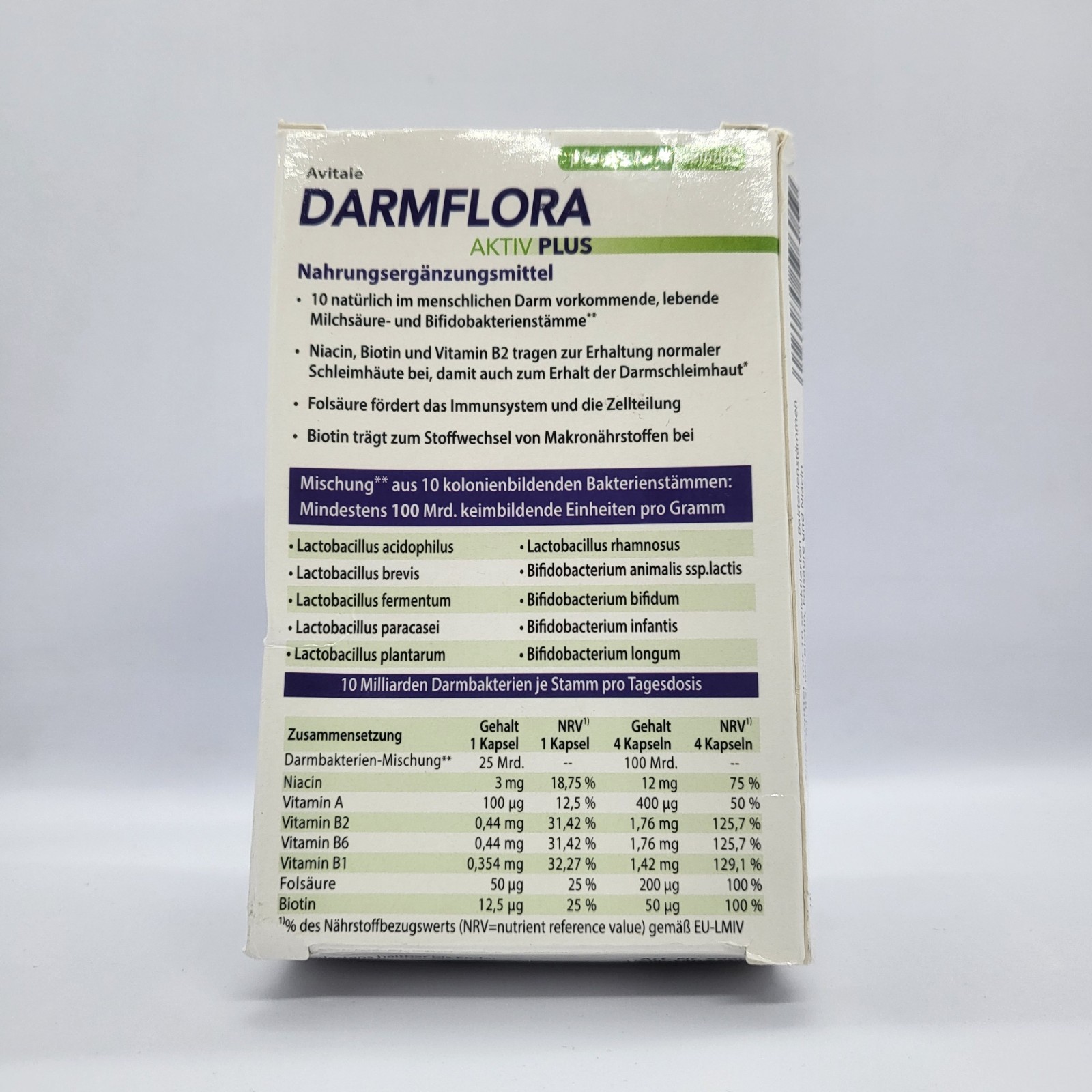 Avitale Darmflora Aktiv Plus 80 Capsules Probiotic 10 Bacterial Strains Exp05/27