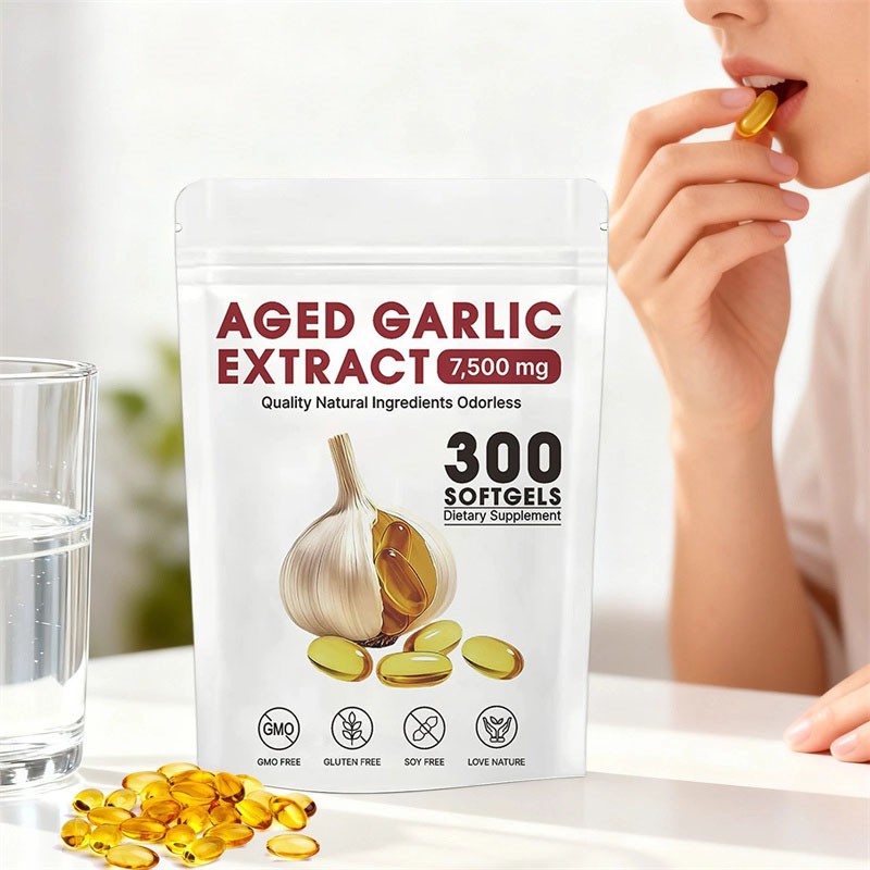 Odorless Garlic 7500mg Per Servings, 300 Softgels 2 Years Aged Garlic Extra