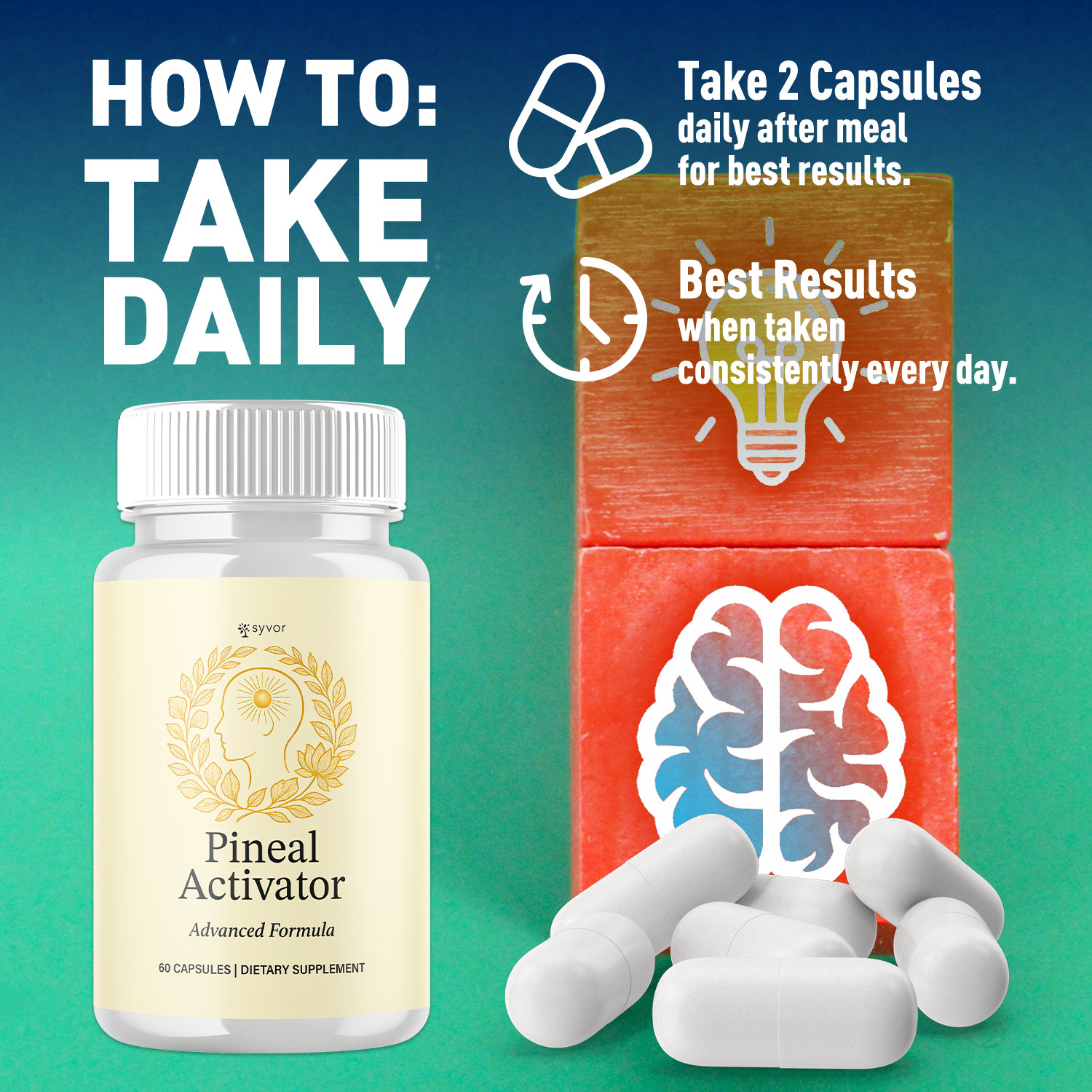 (5 Pack) Pineal Activator Nootropic All Natural Brain Supplement 300 Capsules