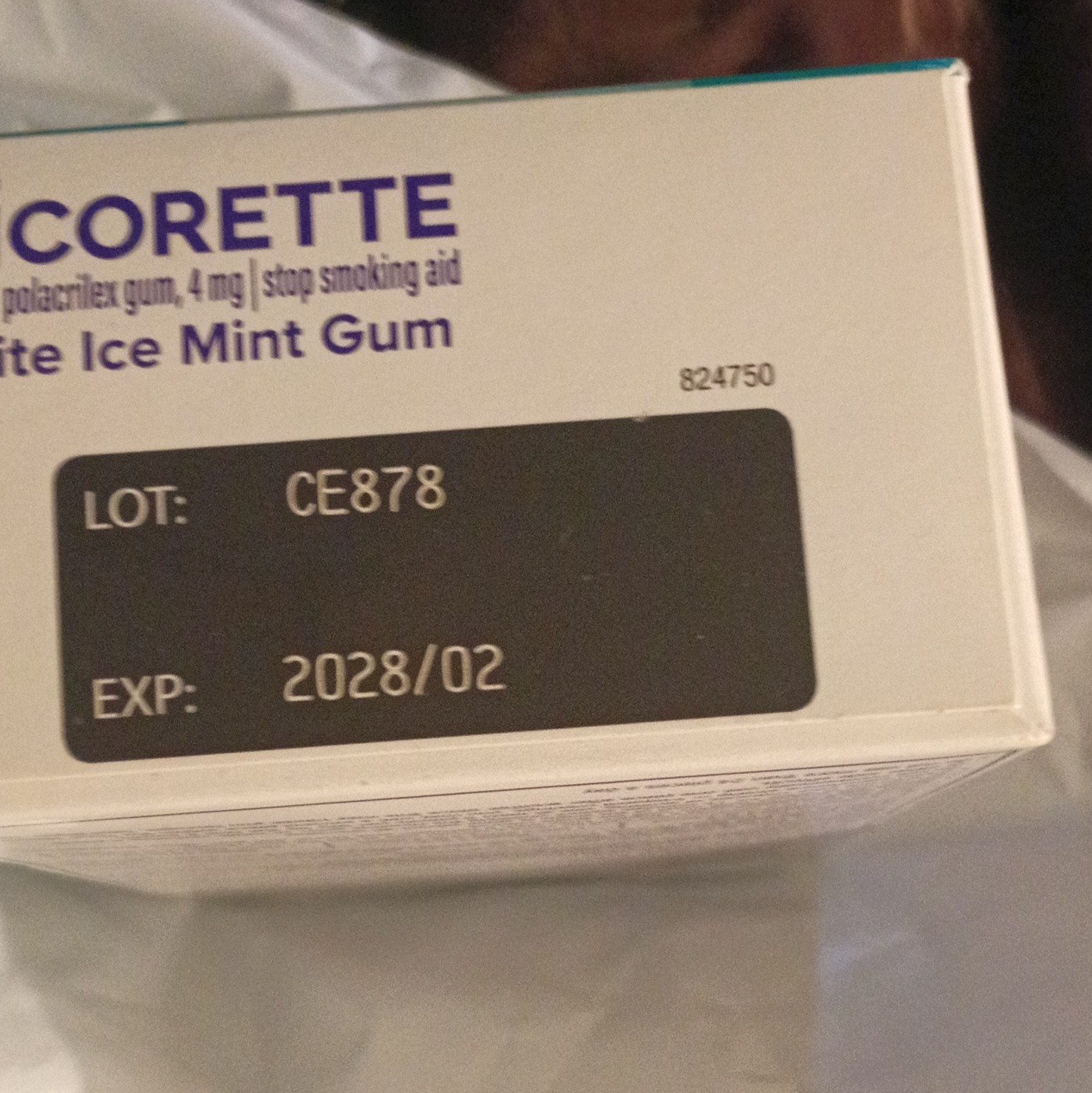 Nicorette Gum 4 mg White Ice Mint 100 Ct Lot CE878 Exp 2028/02