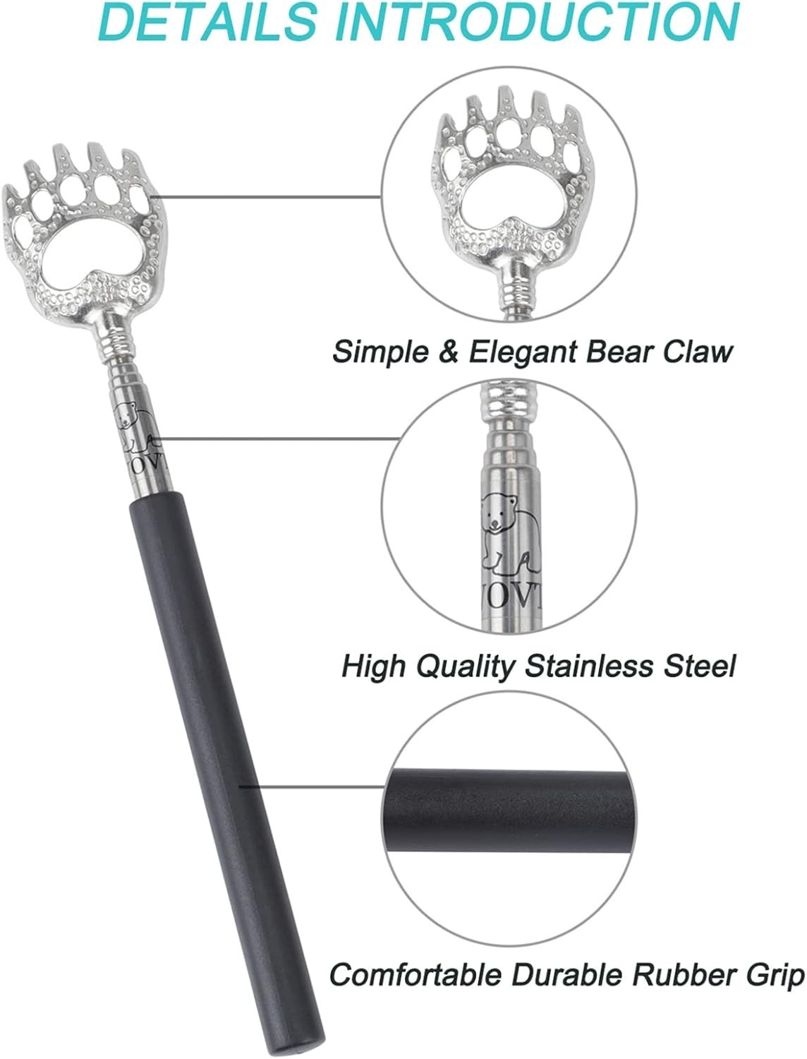 Stainless Steel Extendable Back Scratcher with Soft Grip for Ultimate Comfort