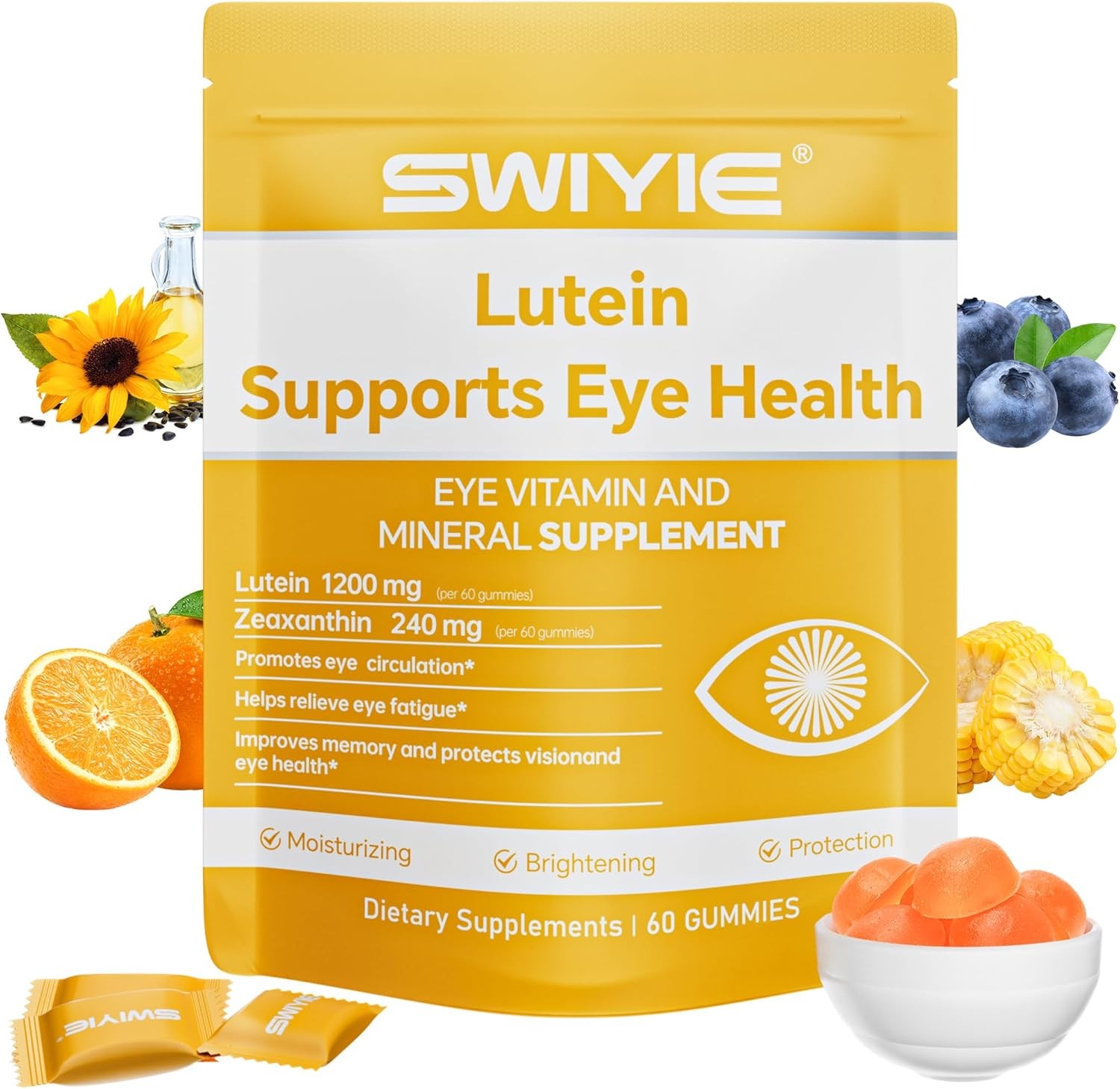 Lutein Gummies – Eye Vitamin and Mineral Supplement with 20mg Lutein