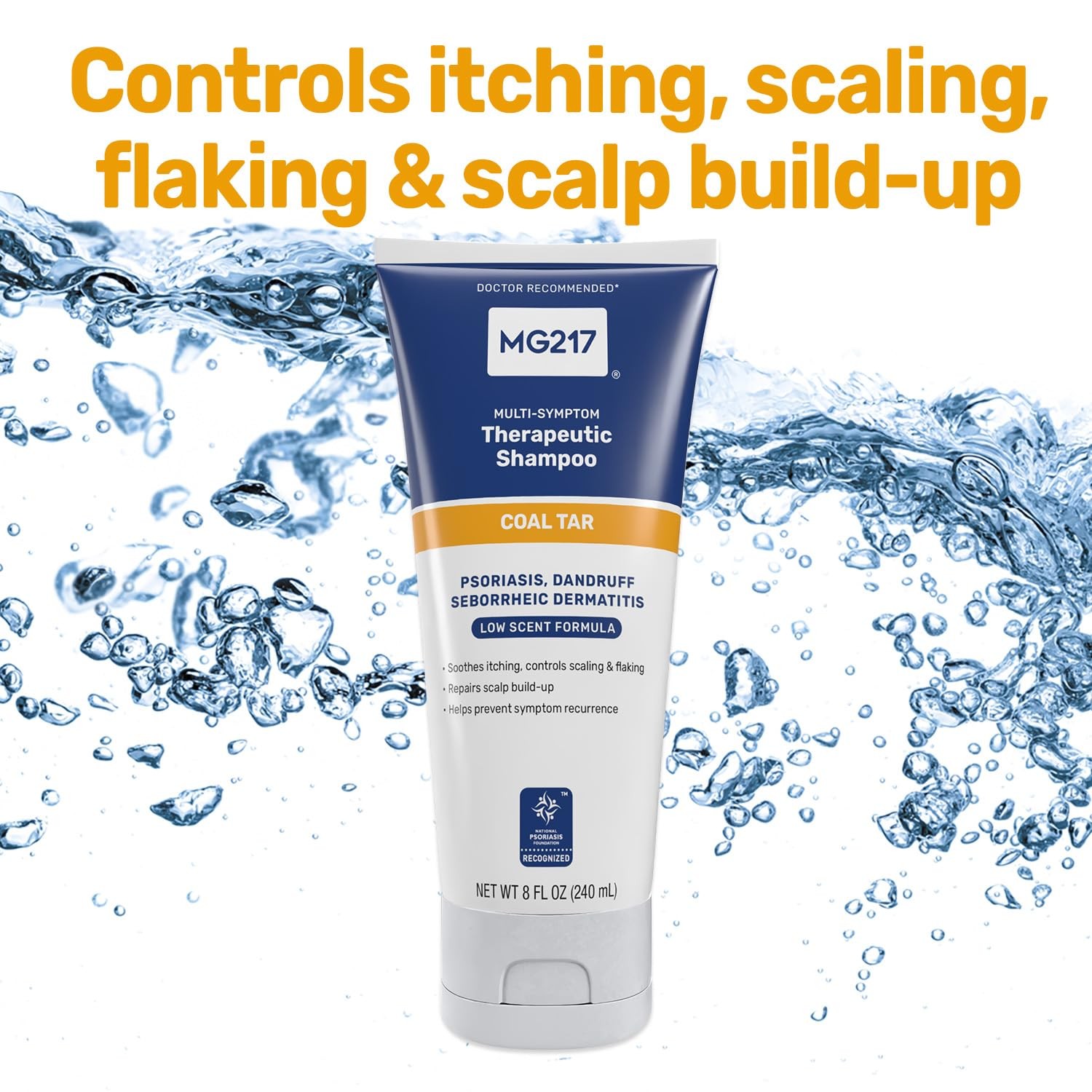 MG217 Psoriasis Shampoo with Coal Tar, Therapeutic Scalp Treatment 8floz