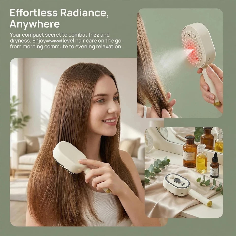 Electric Spray Air Cushion Massage Comb,Self-Cleaning Anti Tangle Electric Brush
