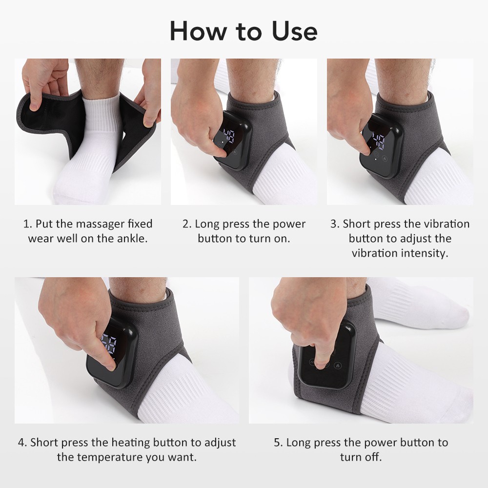 Cordless Foot and Ankle Massager Brace for Pain Relief Heating Vibration Therapy