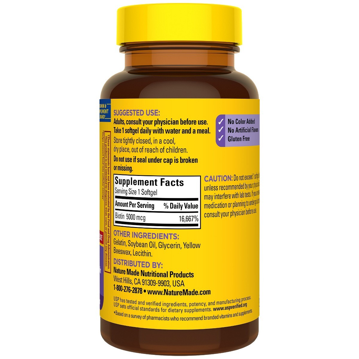 Nature Made Maximum Strength Biotin 5000 mcg Helps Support 120ct