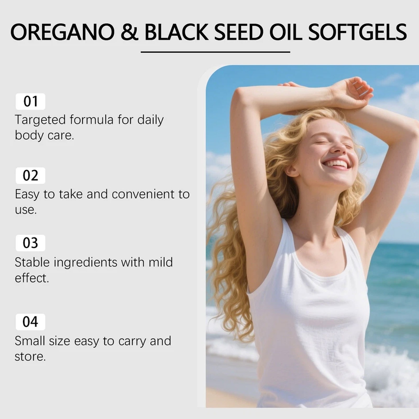 60pcs Oil of Oregano and Black Seed Oil Softgels 6000mg Supports Gut & Digestion