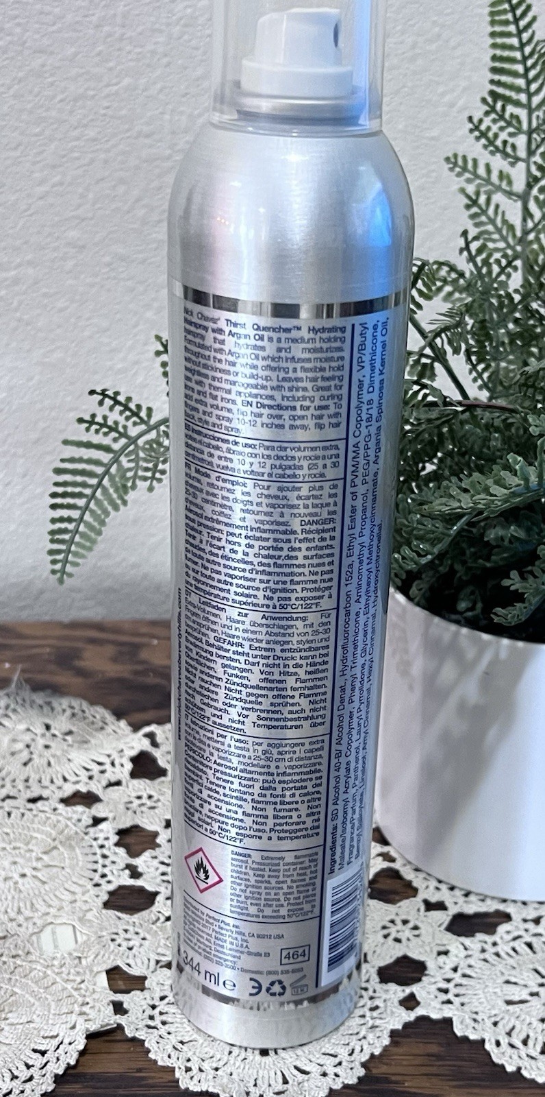 Nick Chavez Beverly Hills Thirst Quencher Hydrating Hairspray Argan Oil 10 oz