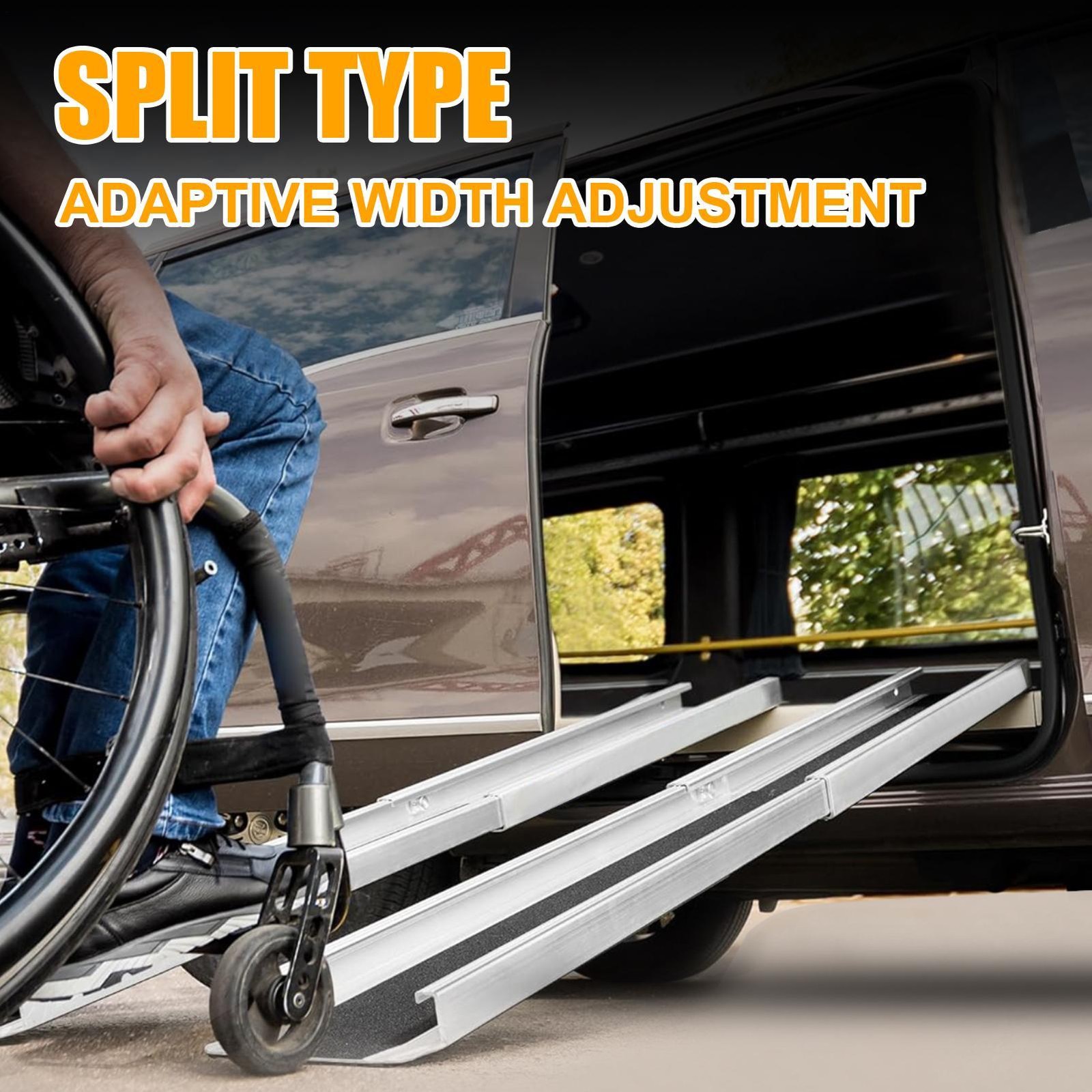 4-8 ft Folding Aluminum Wheelchair Ramp Portable Mobility Scooter Non-Slip