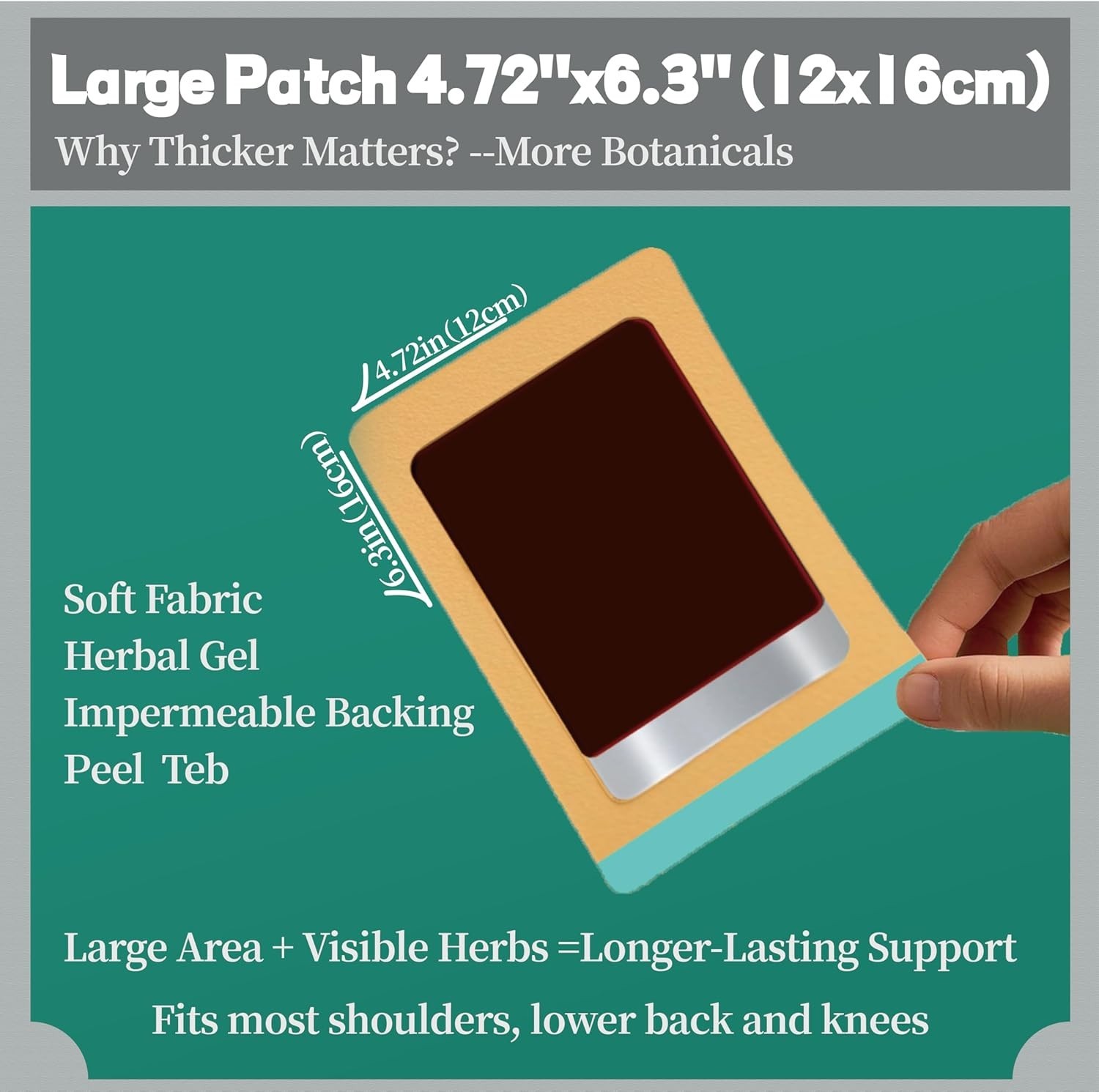 Herbal Pain Relief Patches – 12 Count Extra-Large, Easy Application & Comfort