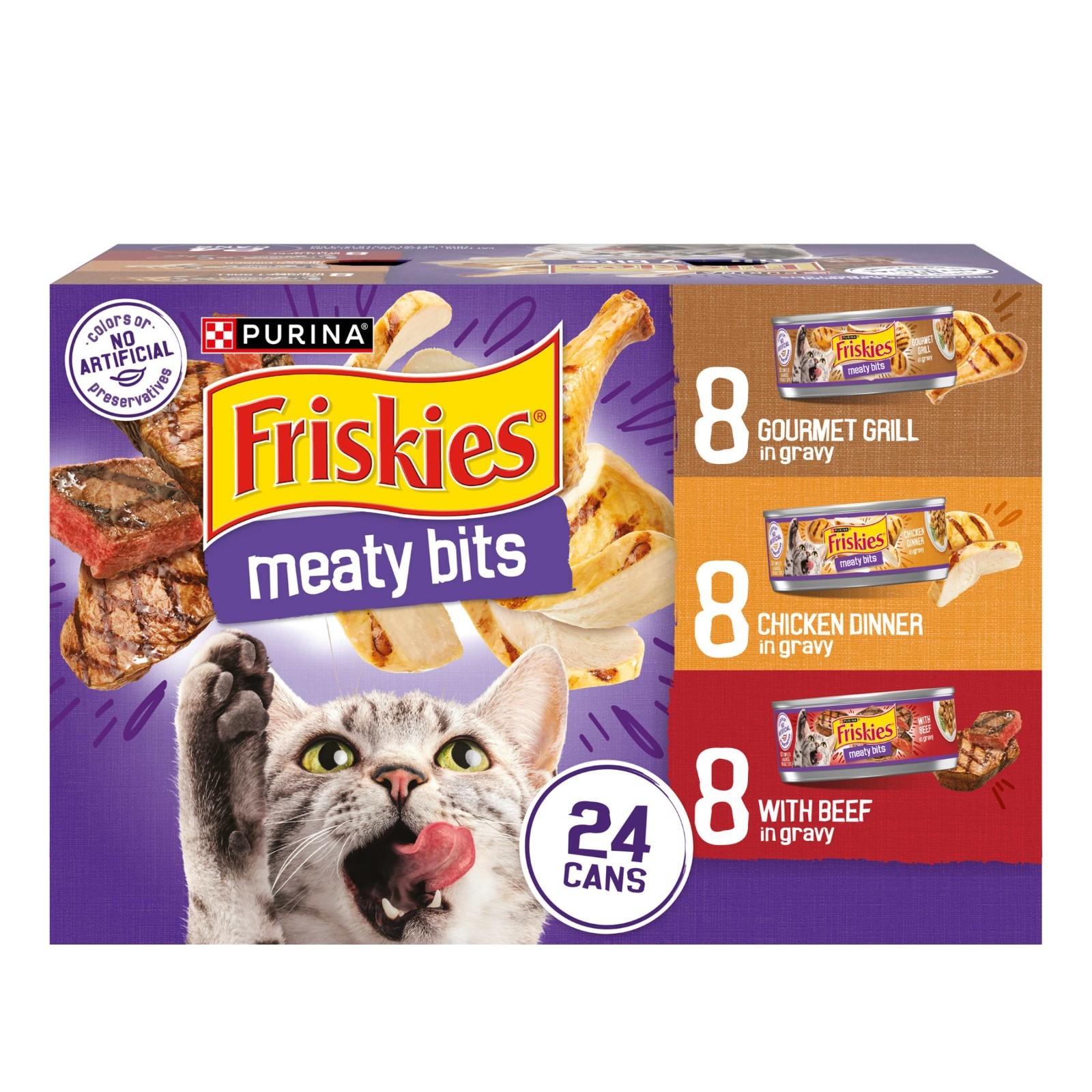 (2 pack) Friskies Meaty Bites Variety Pack Wet Cat Food, 5.5 oz Cans