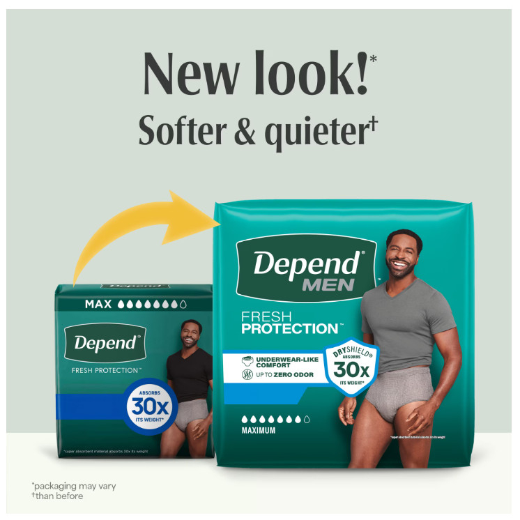 Depend Fresh Protection Incontinence Underwear for Men, Adult, XXL, 44 Count