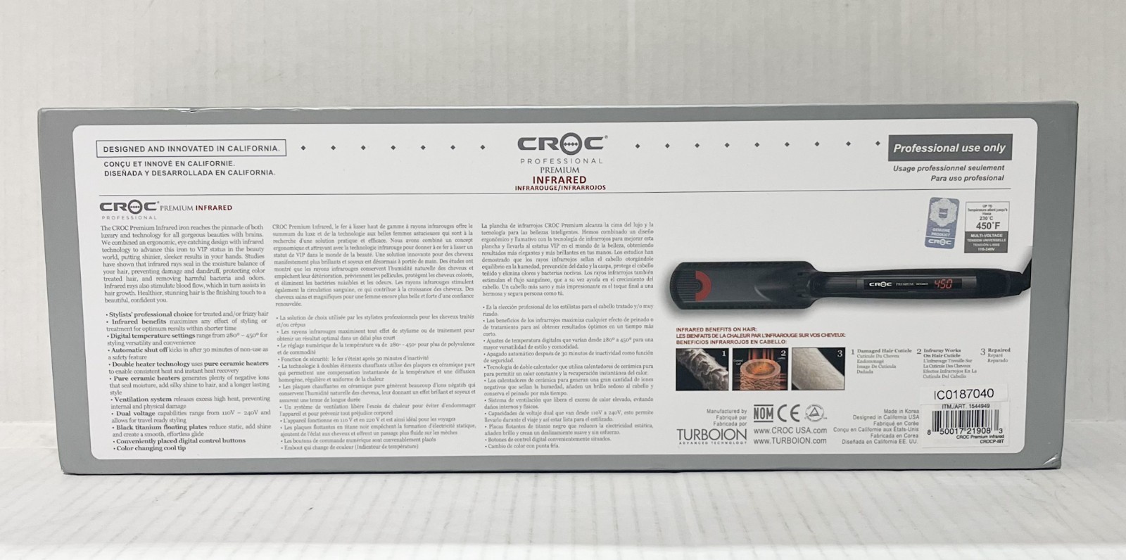 CROC Professional Premium Infrared 1.5” Flat Hair Iron Straightening Digital