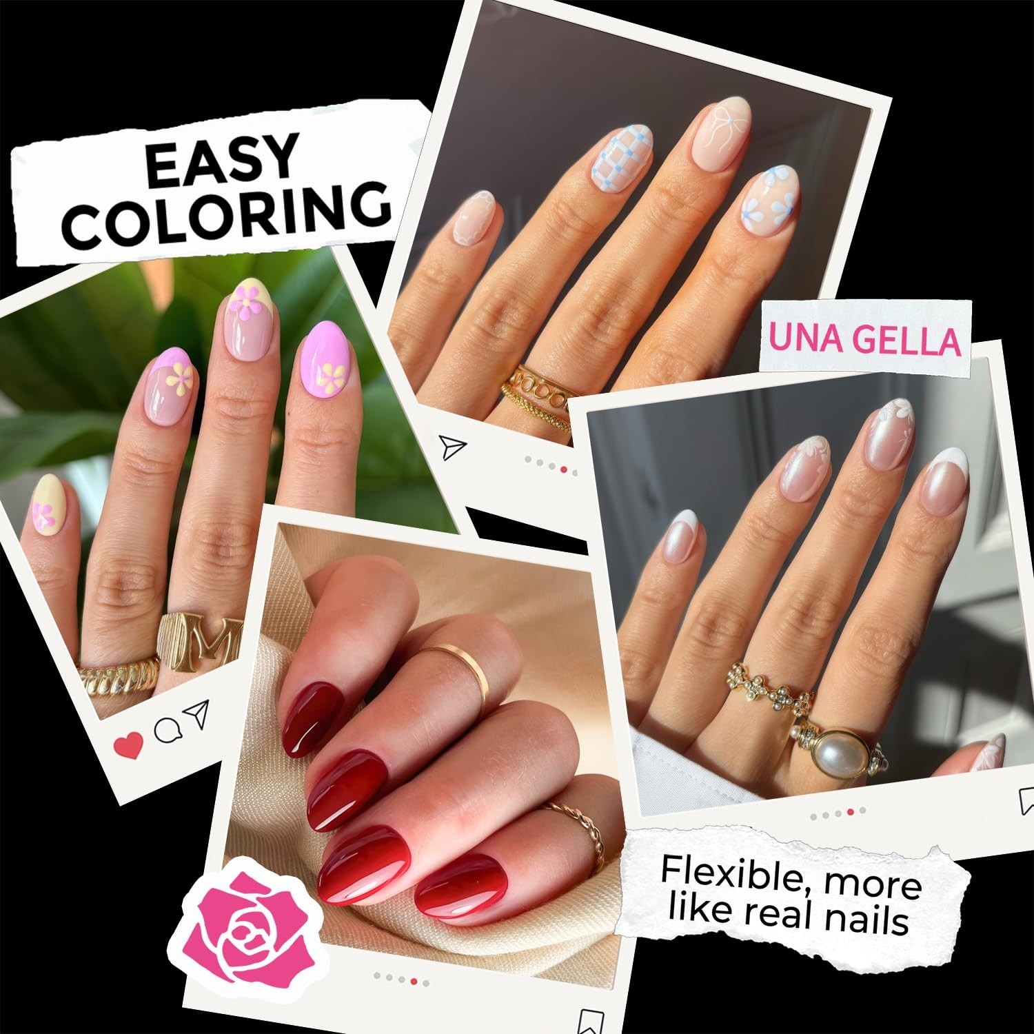 Nail Tips Short Almond Clear 216Pcs Full Cover Gel Acrylic DIY Salon