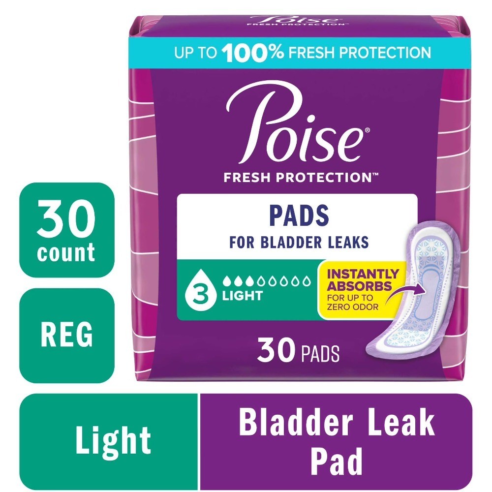Incontinence Pads for Women Light Absorbency Regular Length 30 Count